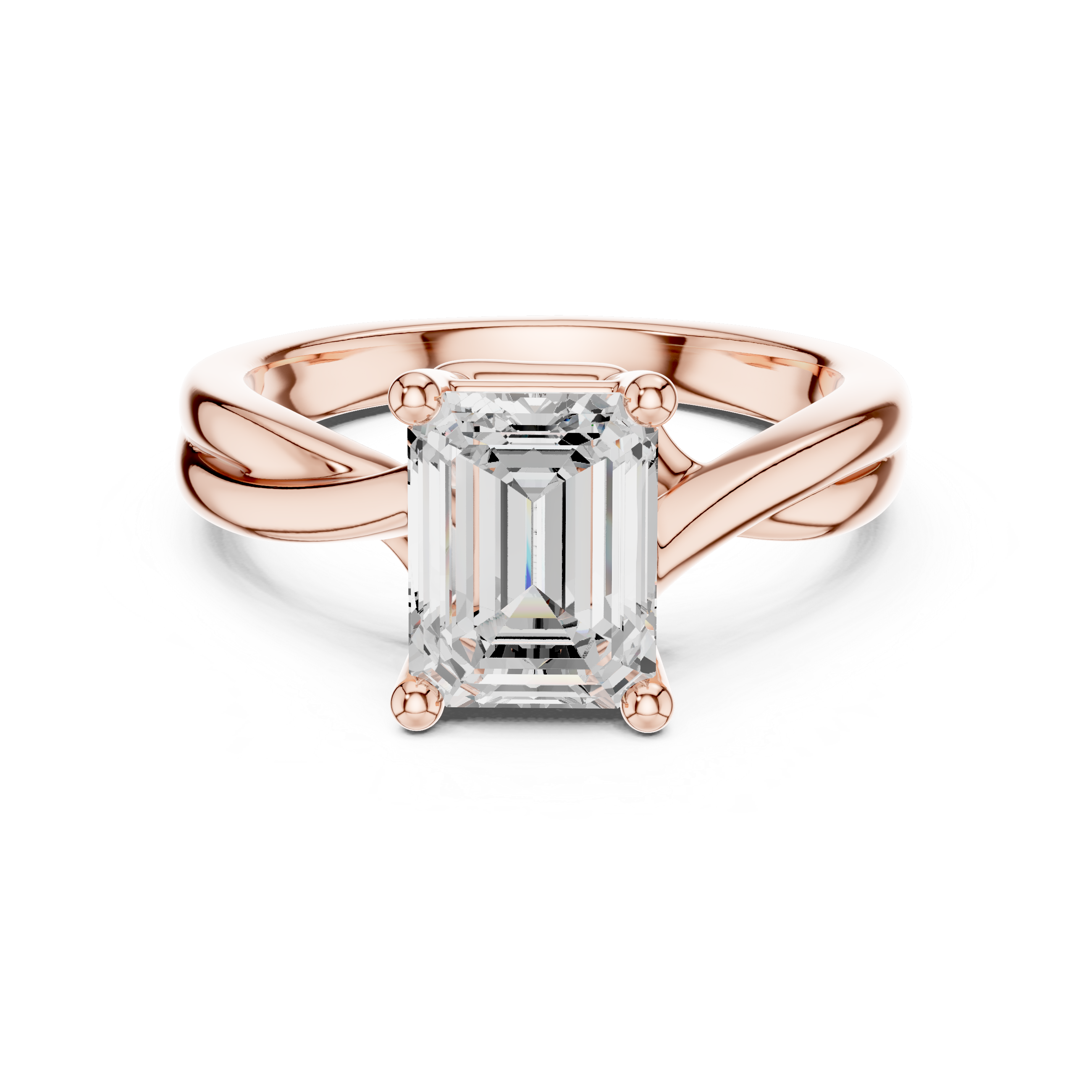 Twisted Band Emerald Cut Solitaire Ring – Contemporary Classic Design