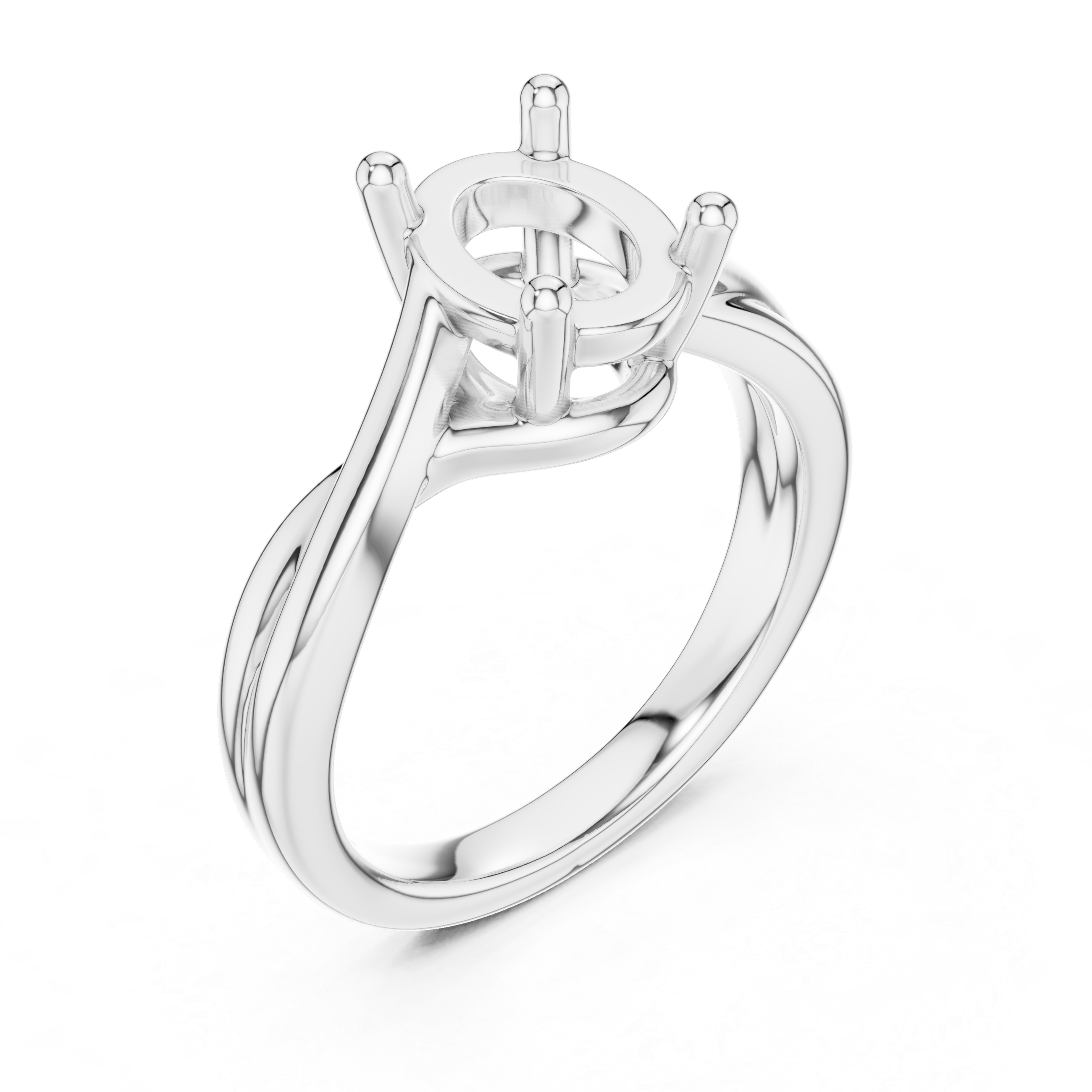 Twisted Band Oval Cut Solitaire Ring – Elegant Modern Design