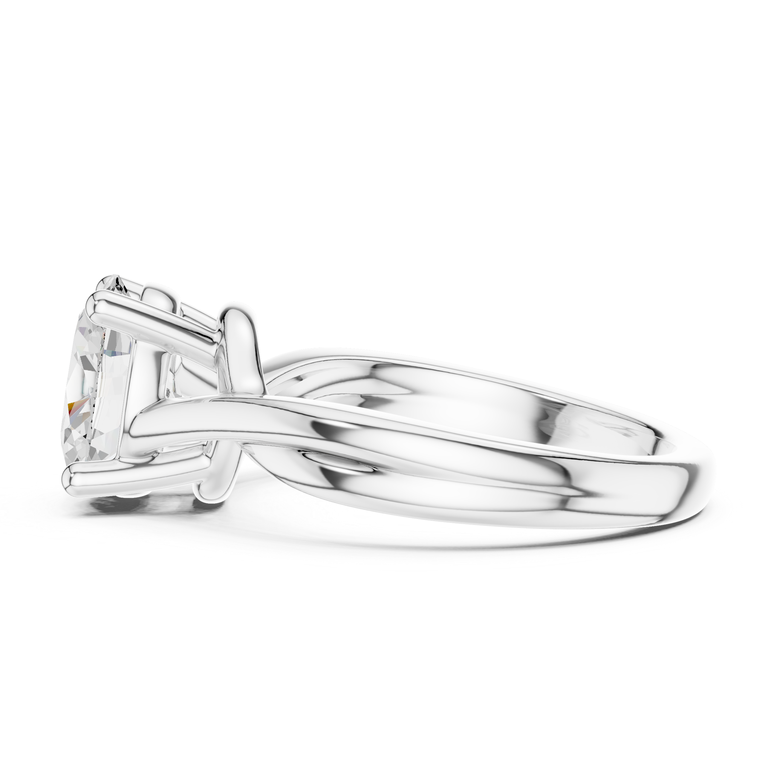 Twisted Band Oval Cut Solitaire Ring – Elegant Modern Design