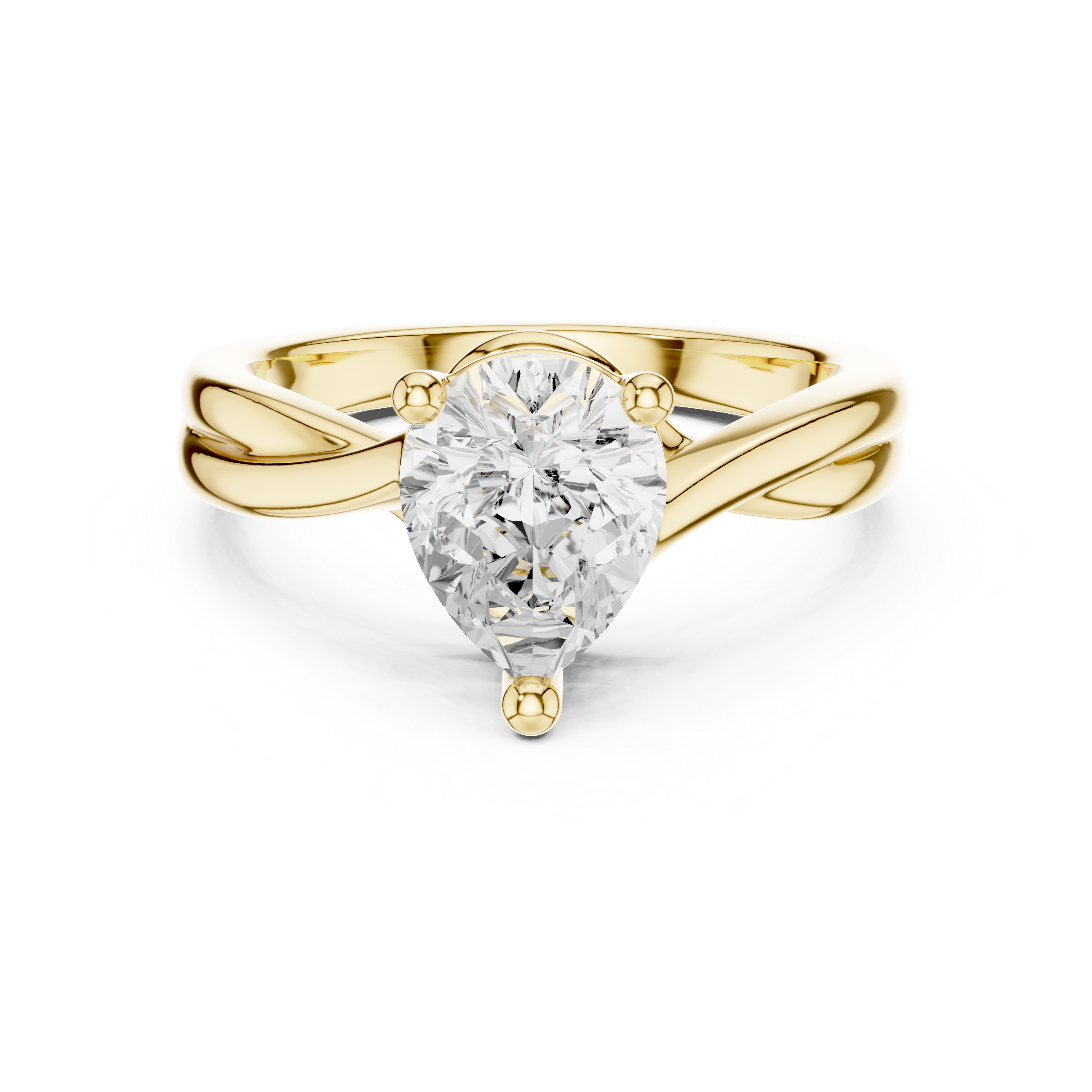 Twisted Band Pear Cut Solitaire Ring – Elegant Statement Design