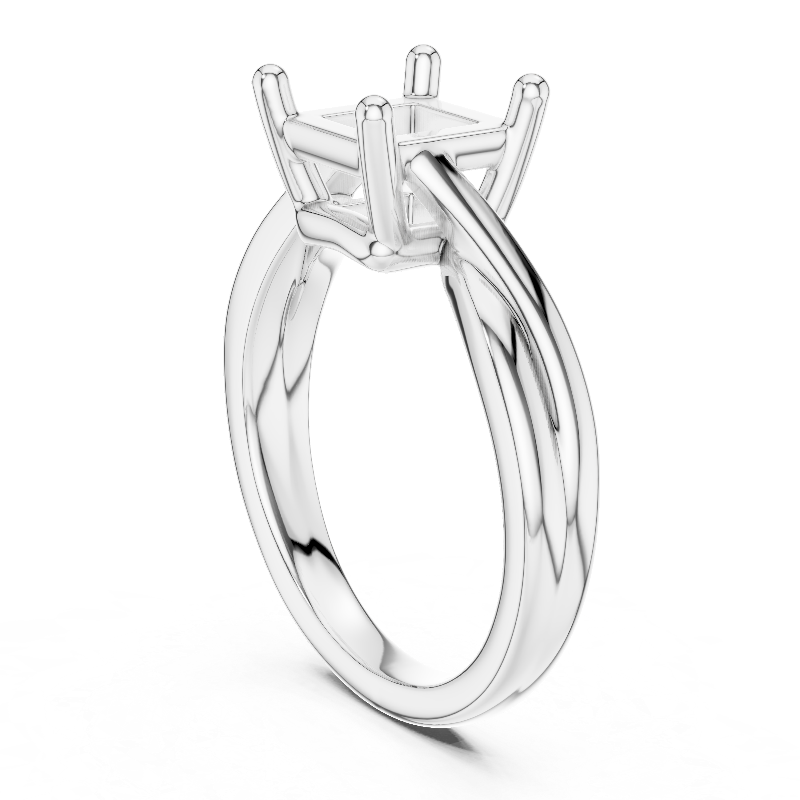 Twisted Band Princess Cut Solitaire Ring – Modern Elegant Design