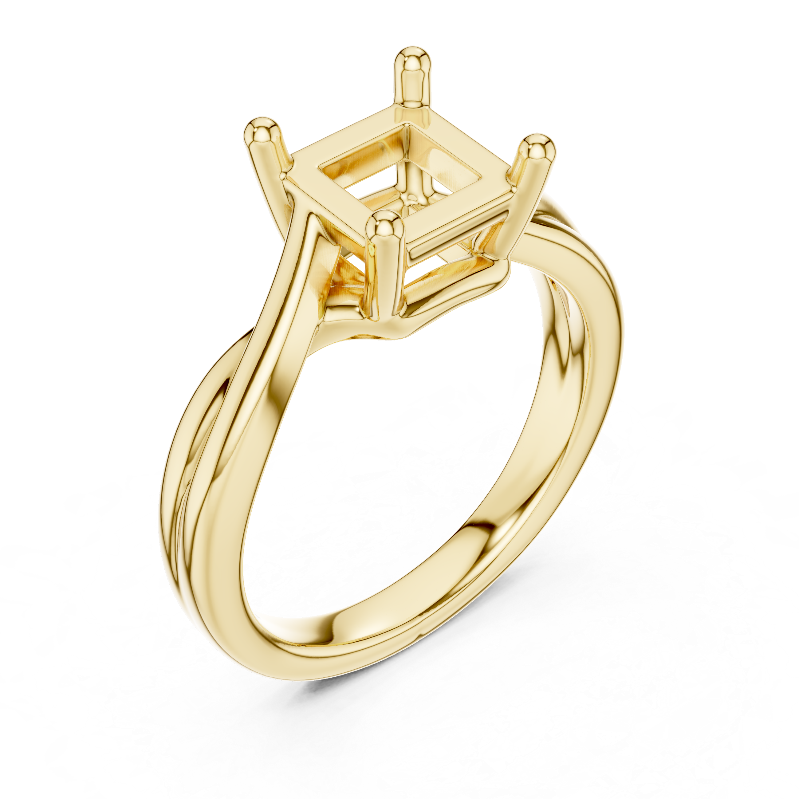 Twisted Band Princess Cut Solitaire Ring – Modern Elegant Design
