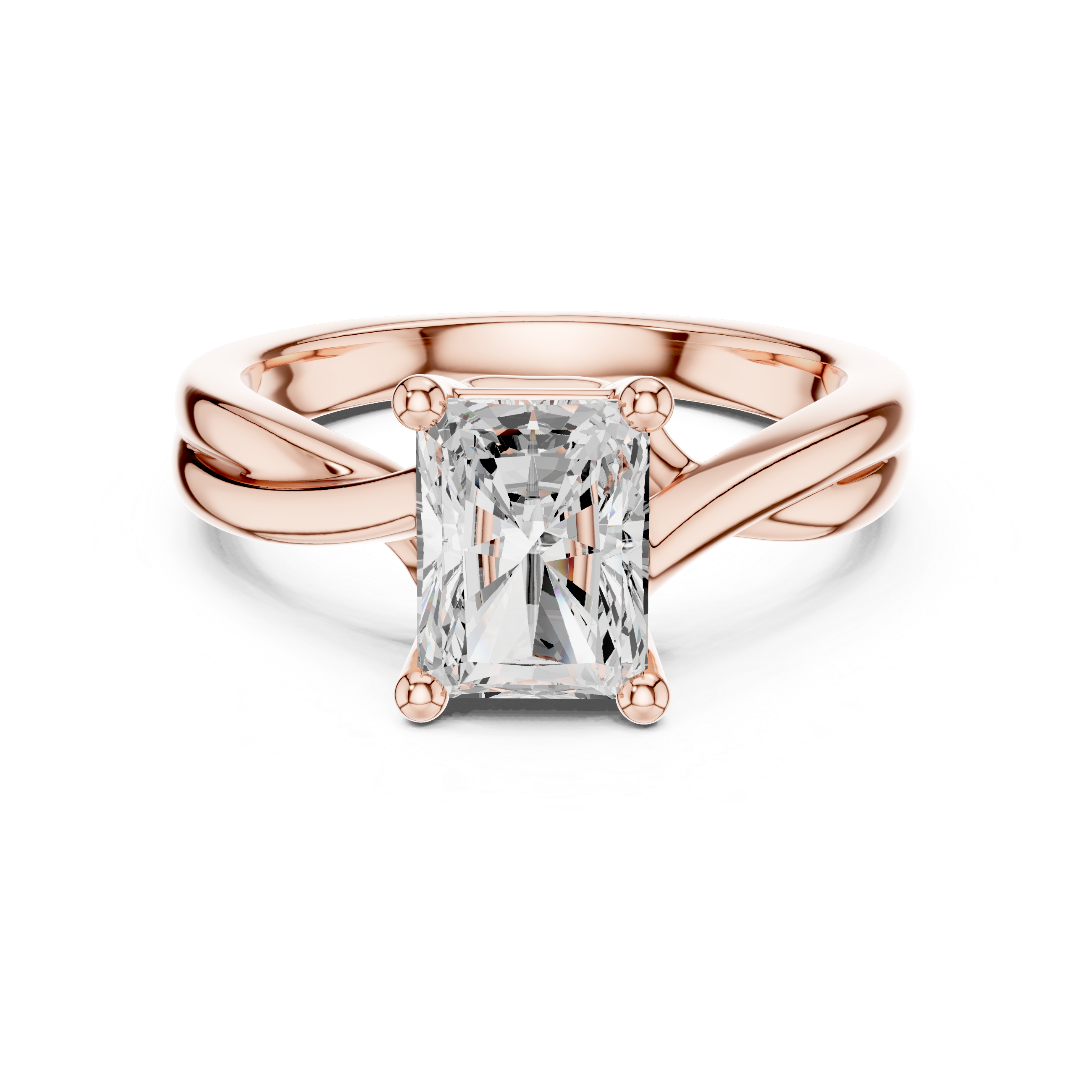 Twisted Band Radiant Cut Solitaire Ring – Contemporary Elegance