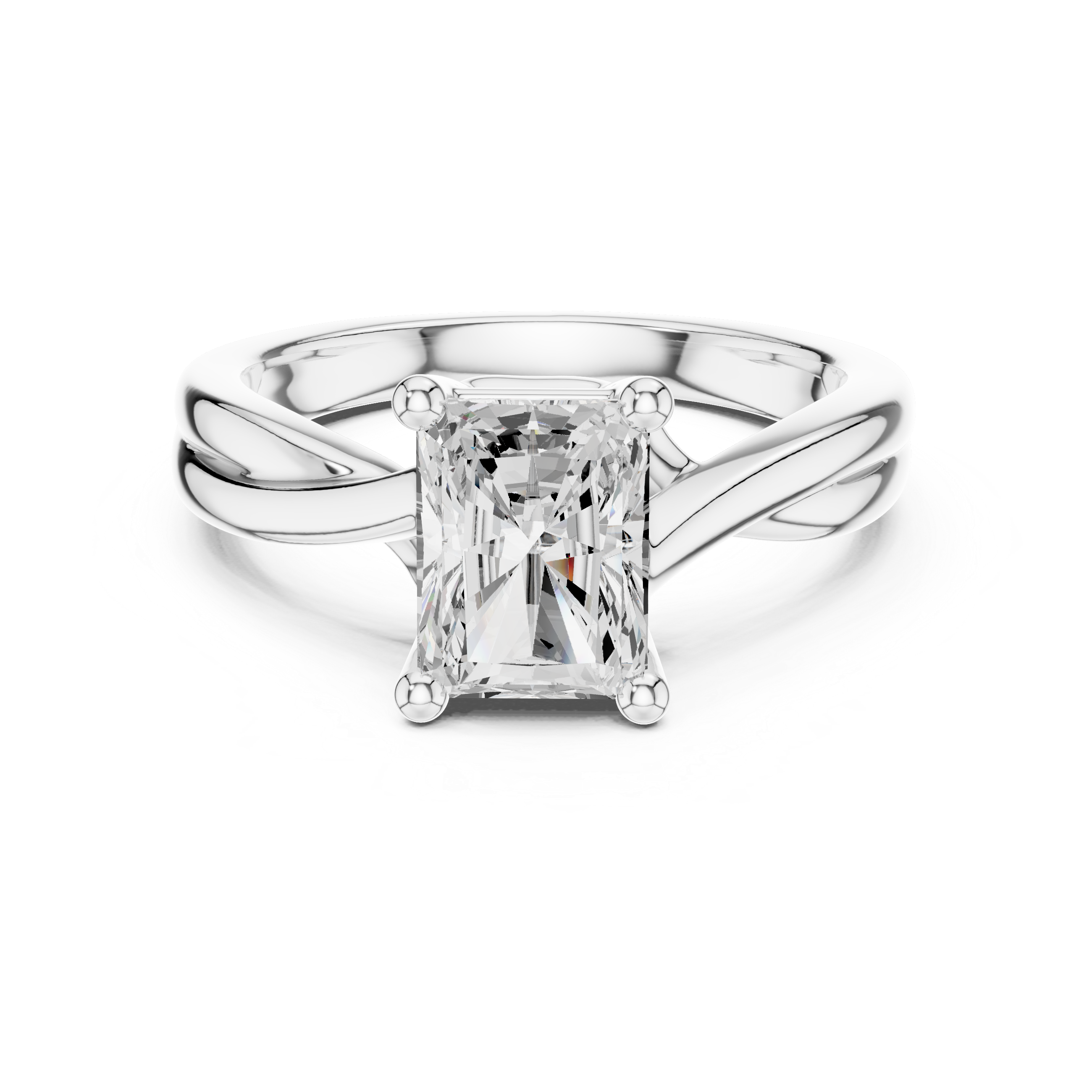 Twisted Band Radiant Cut Solitaire Ring – Contemporary Elegance