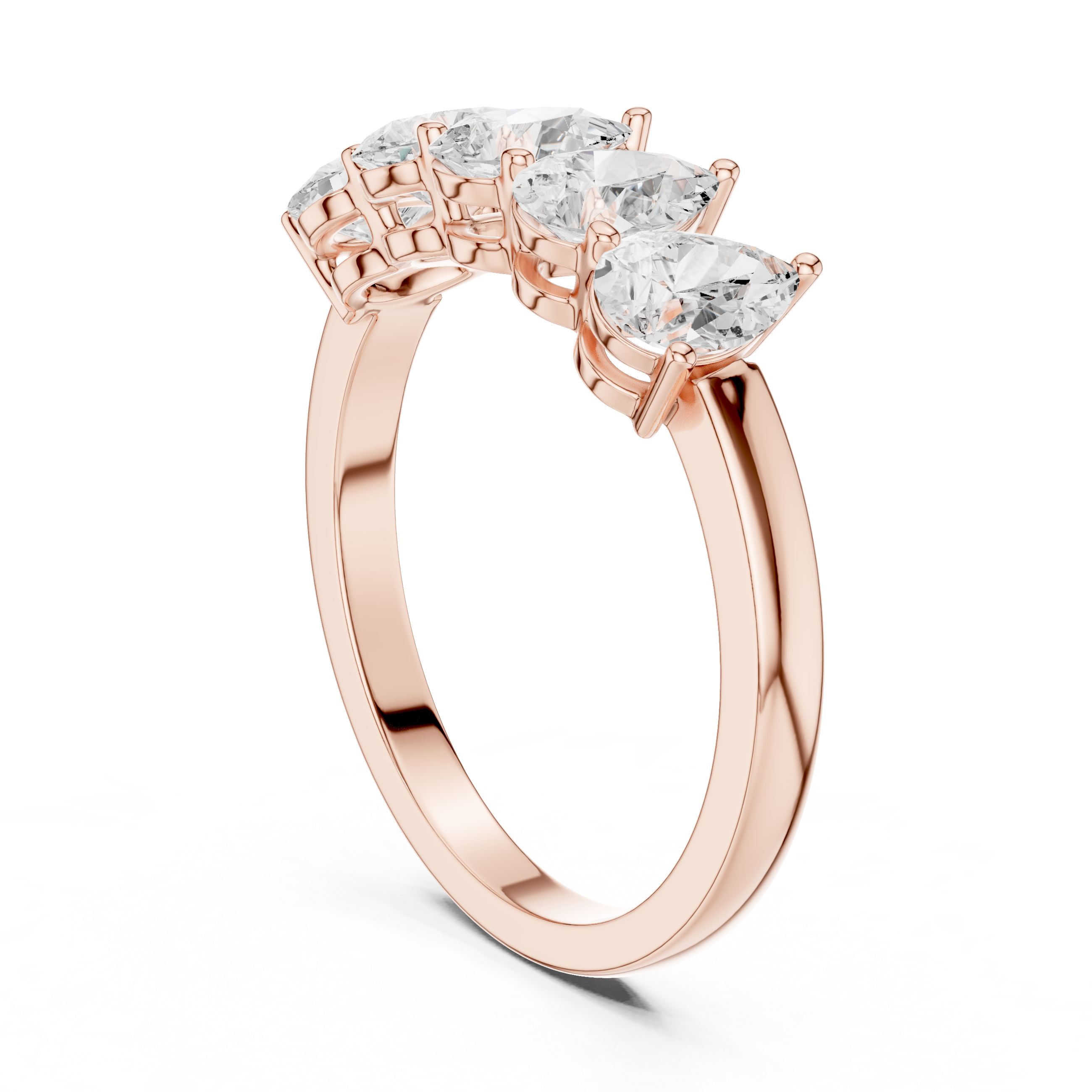 Five Stone Pear Cut Anniversary Ring – Pear Diamond Wedding Band
