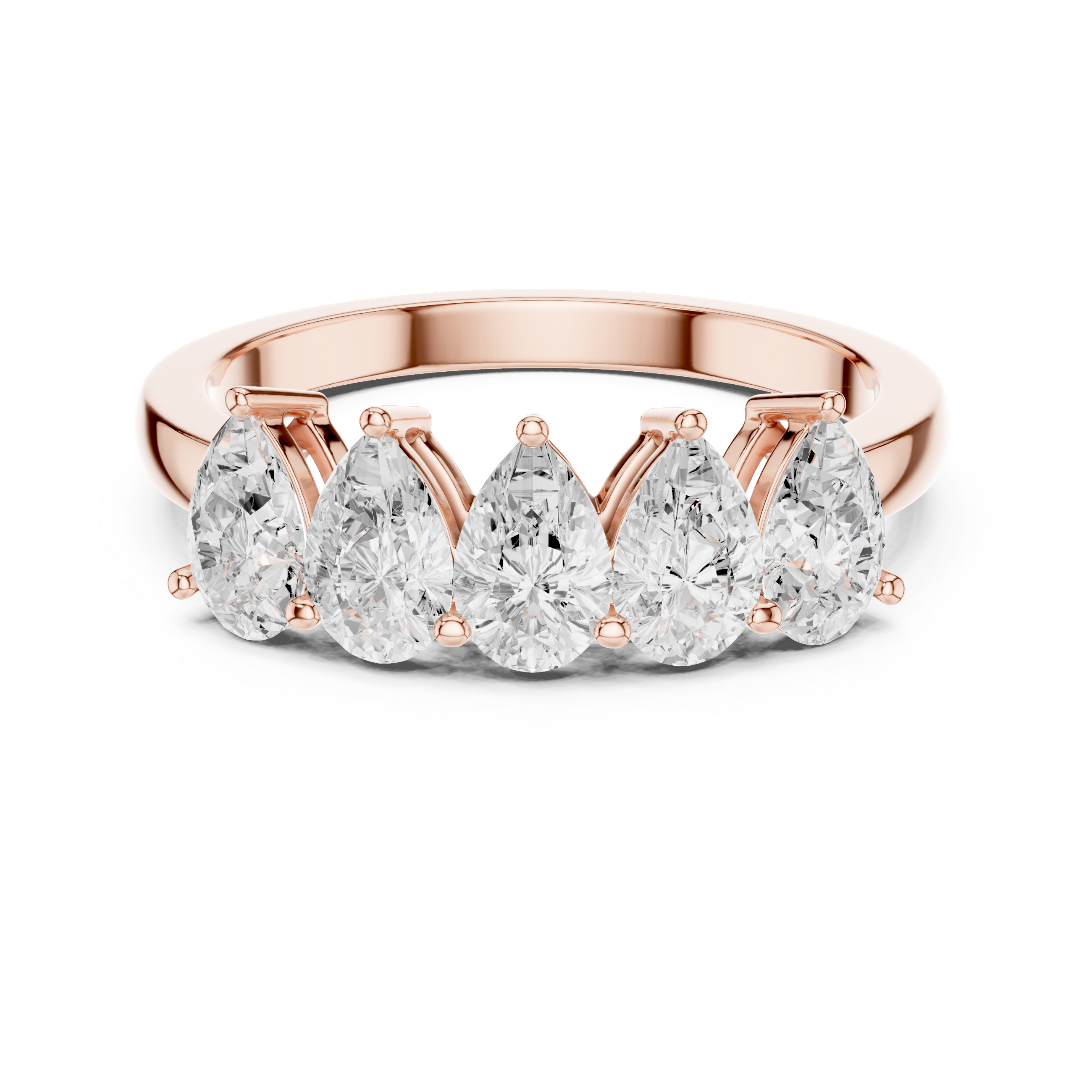 Five Stone Pear Cut Anniversary Ring – Pear Diamond Wedding Band