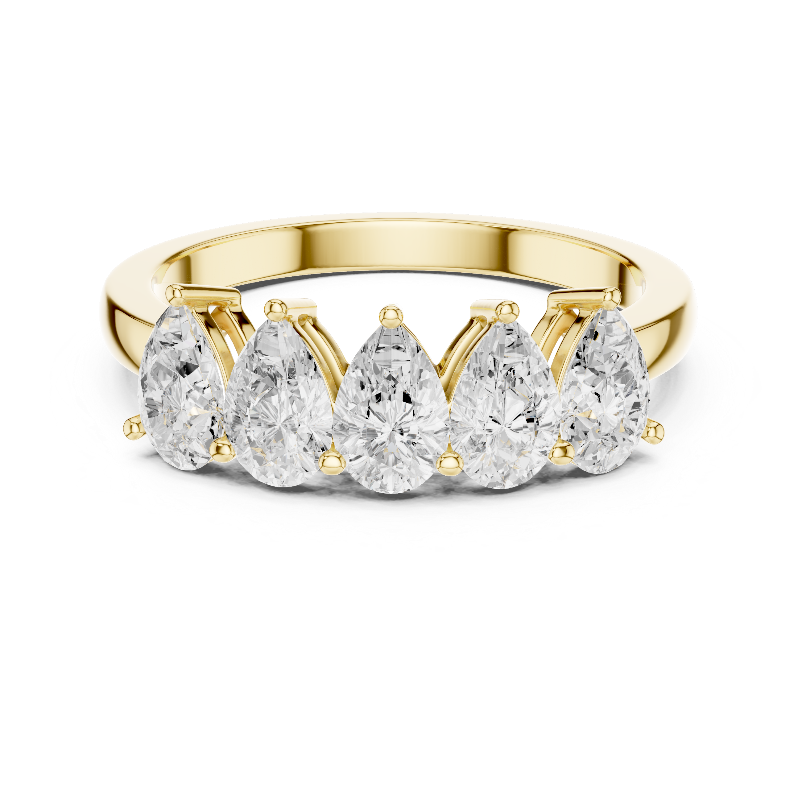 Five Stone Pear Cut Anniversary Ring – Pear Diamond Wedding Band
