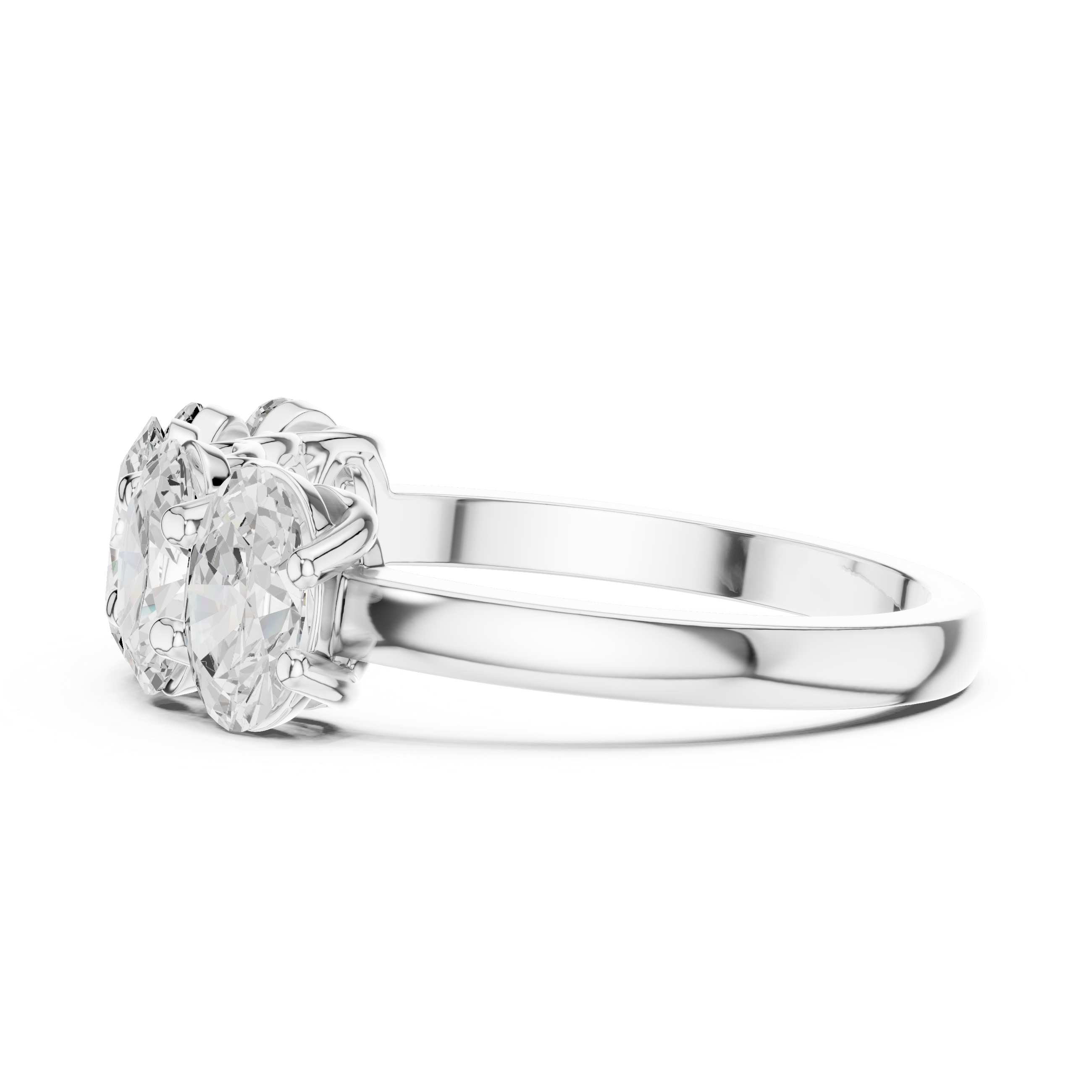 Five Stone Oval Cut Anniversary Ring – Shared Prong Wedding Band