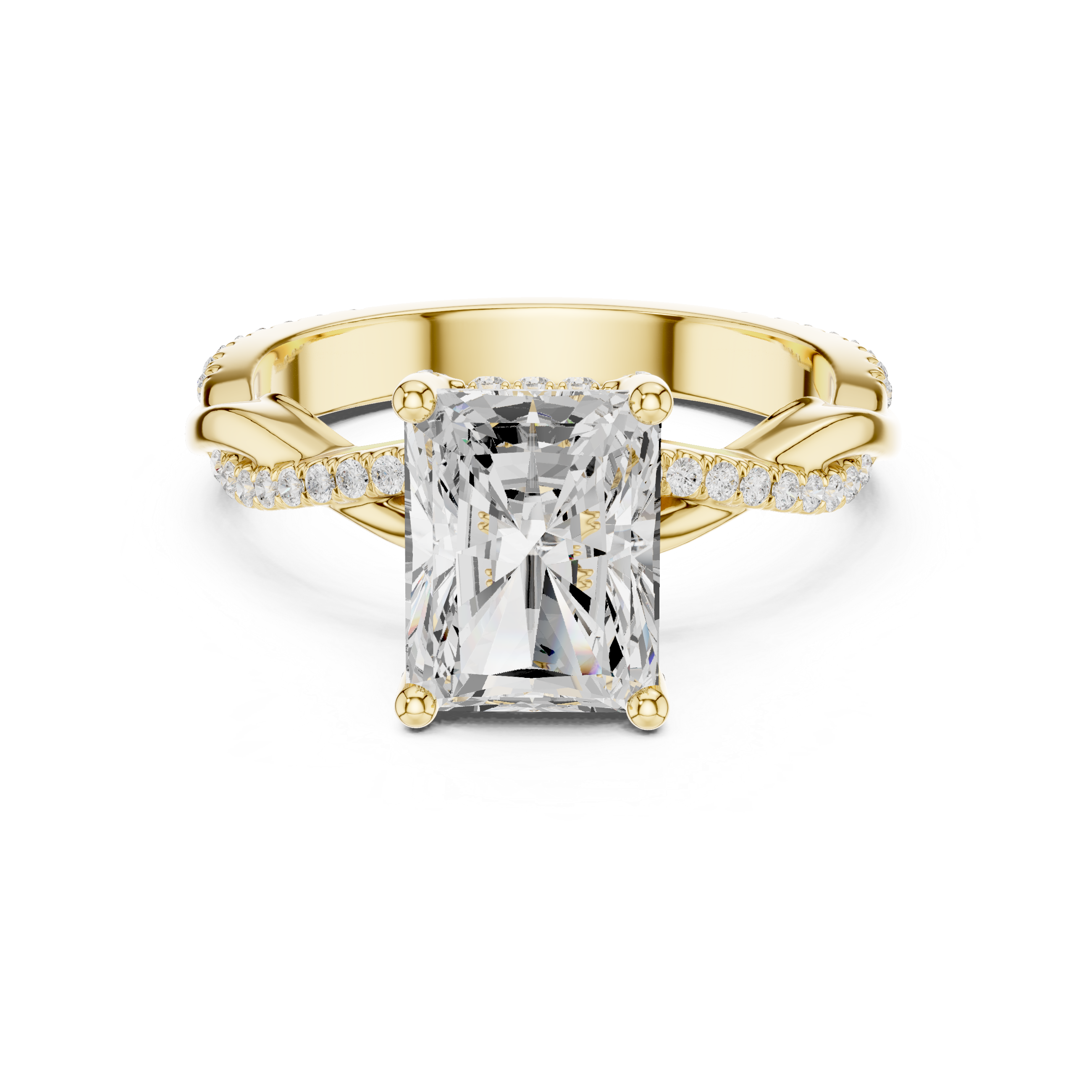 Twisted Pavé Radiant Cut Engagement Ring with Cathedral Split Shank