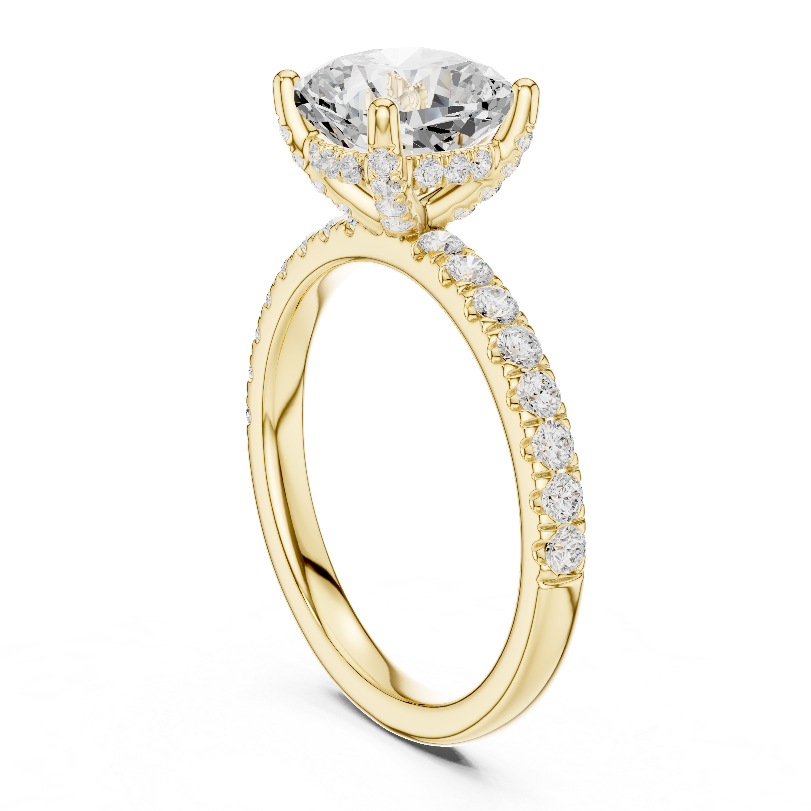 Cushion Cut Pavé Solitaire Engagement Ring with Hidden Diamond Gallery