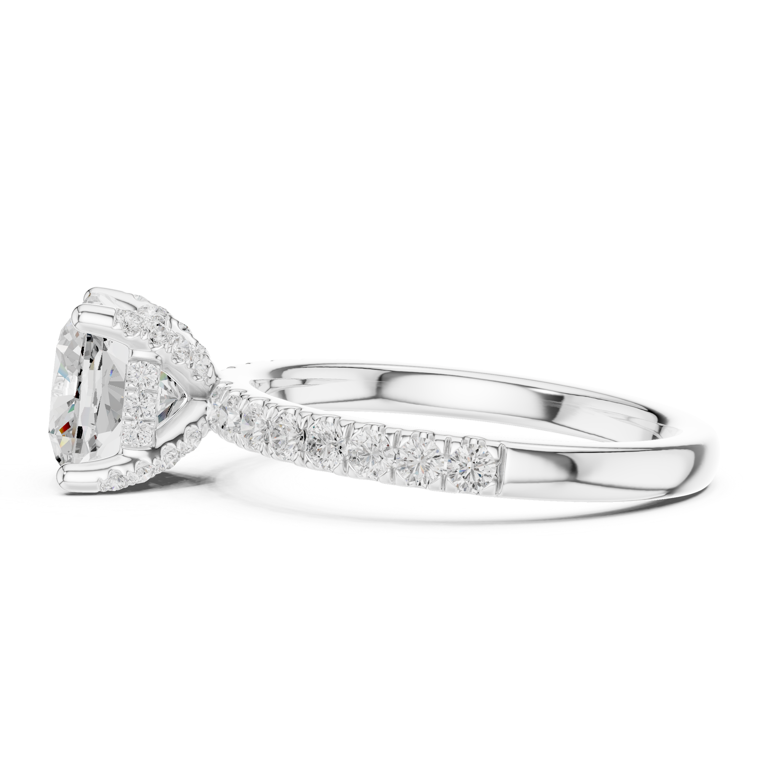 Cushion Cut Pavé Solitaire Engagement Ring with Hidden Diamond Gallery