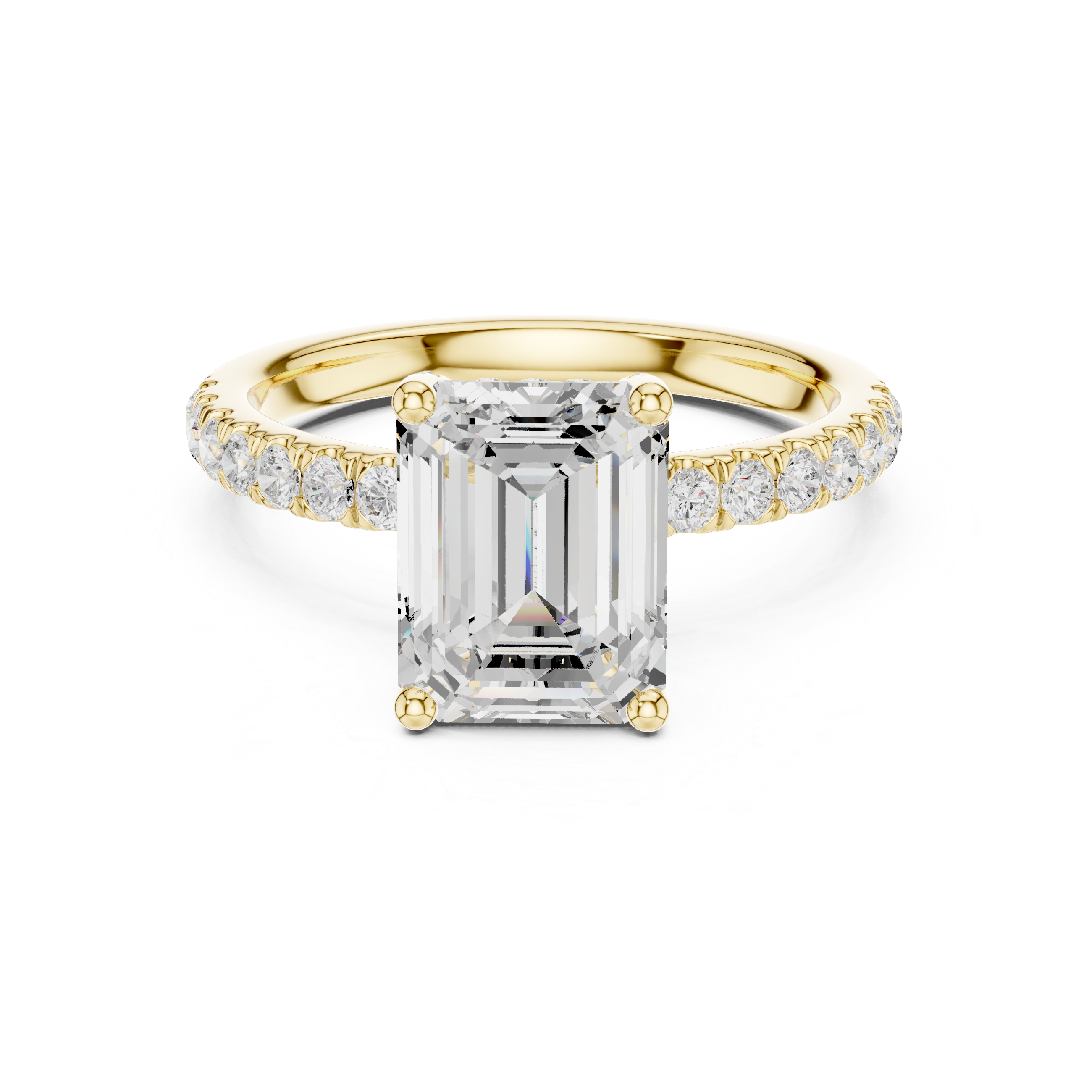 Emerald Cut Pavé Solitaire Engagement Ring with Hidden Diamond Gallery