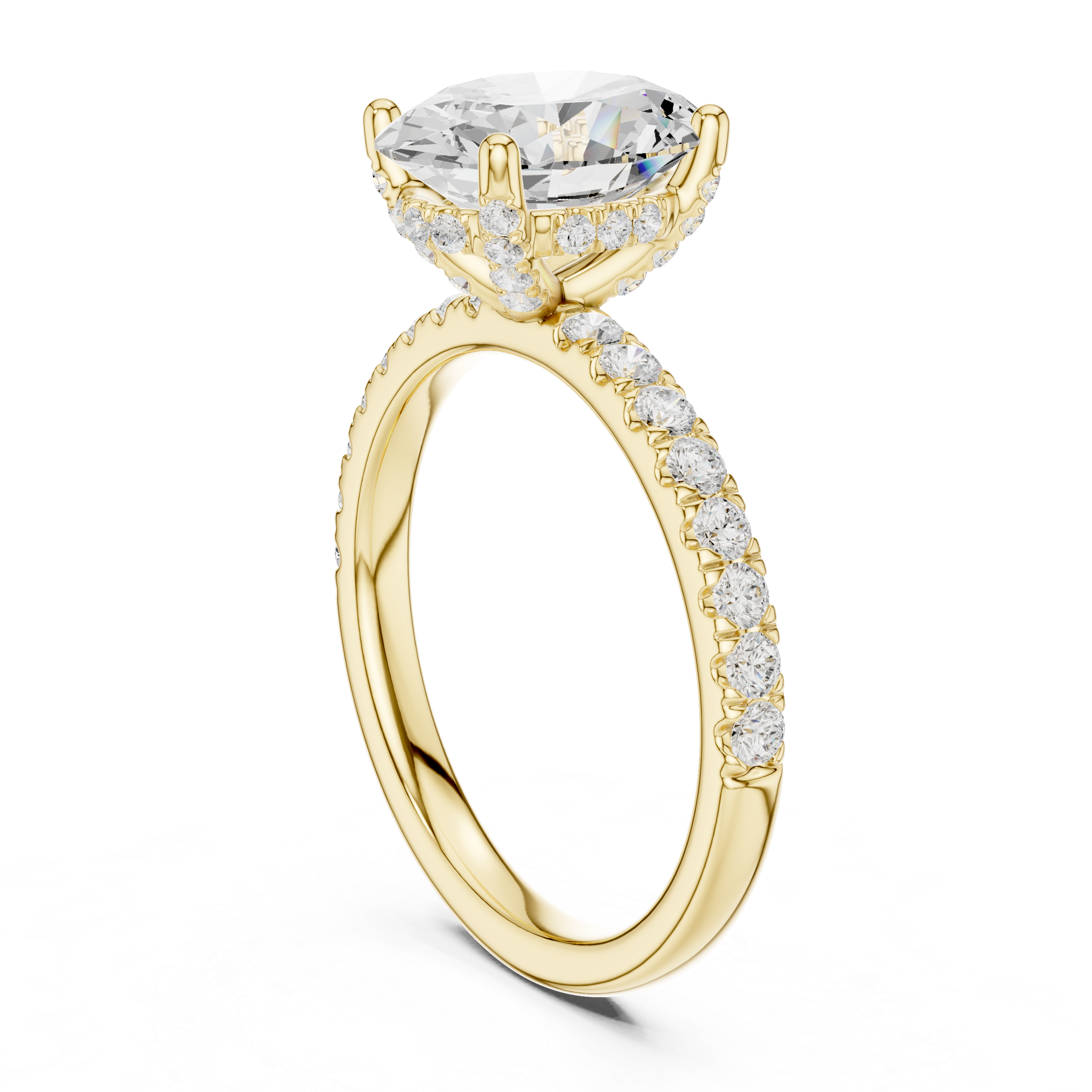 Oval Cut Pavé Solitaire Engagement Ring with Hidden Diamond Gallery