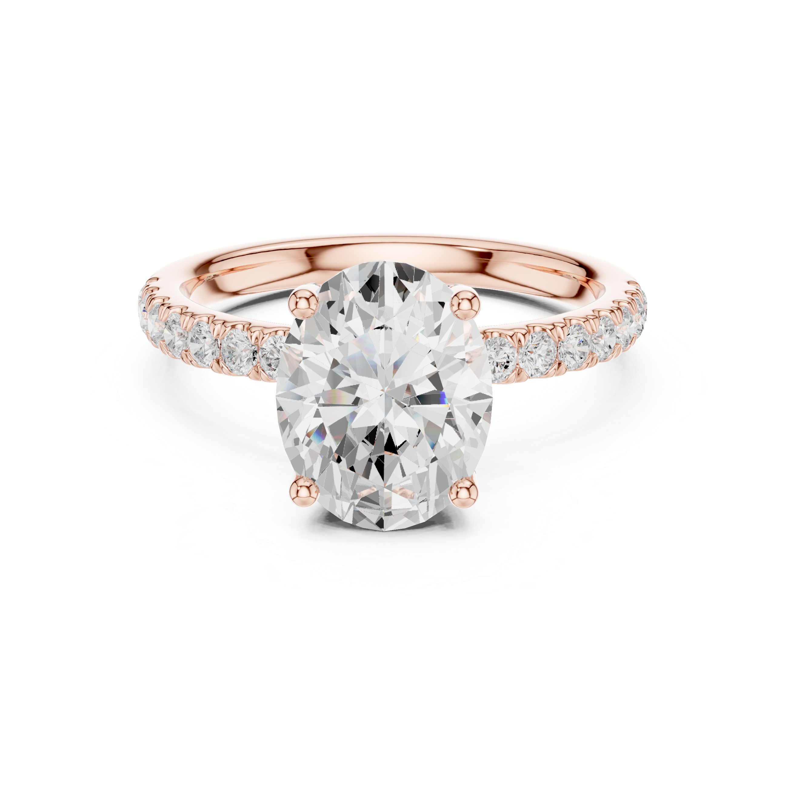 Oval Cut Pavé Solitaire Engagement Ring with Hidden Diamond Gallery