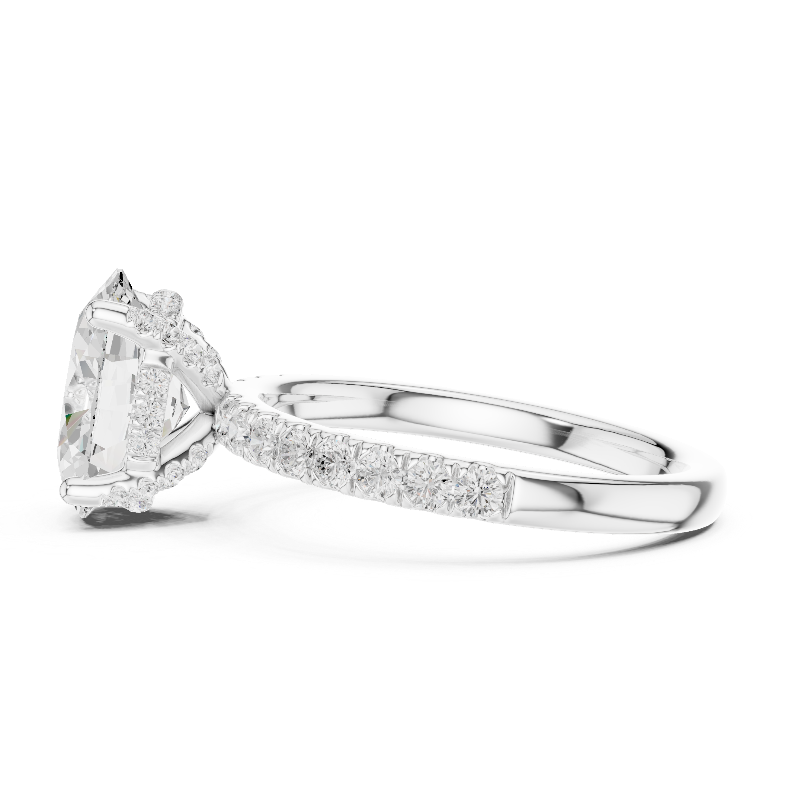 Oval Cut Pavé Solitaire Engagement Ring with Hidden Diamond Gallery