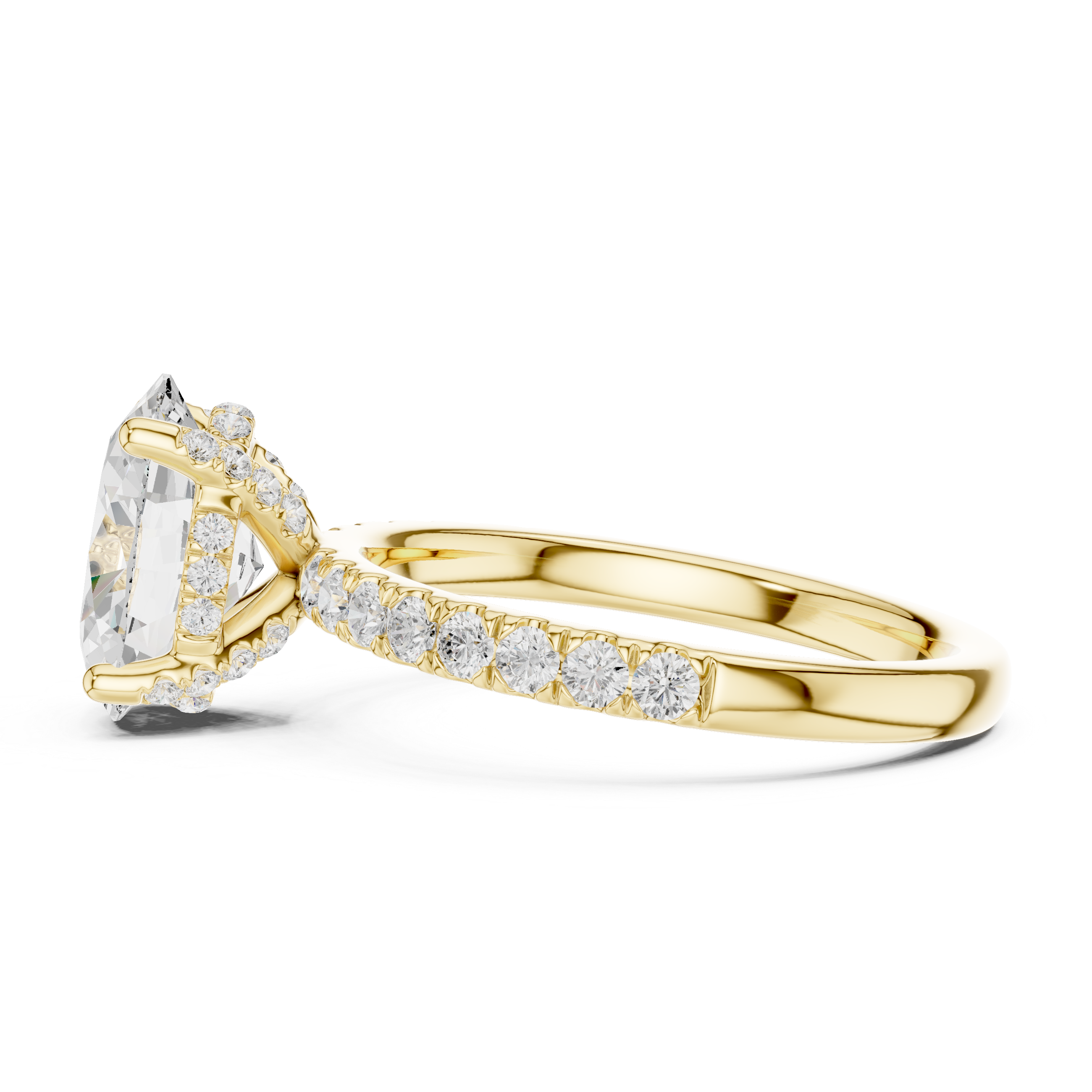 Oval Cut Pavé Solitaire Engagement Ring with Hidden Diamond Gallery
