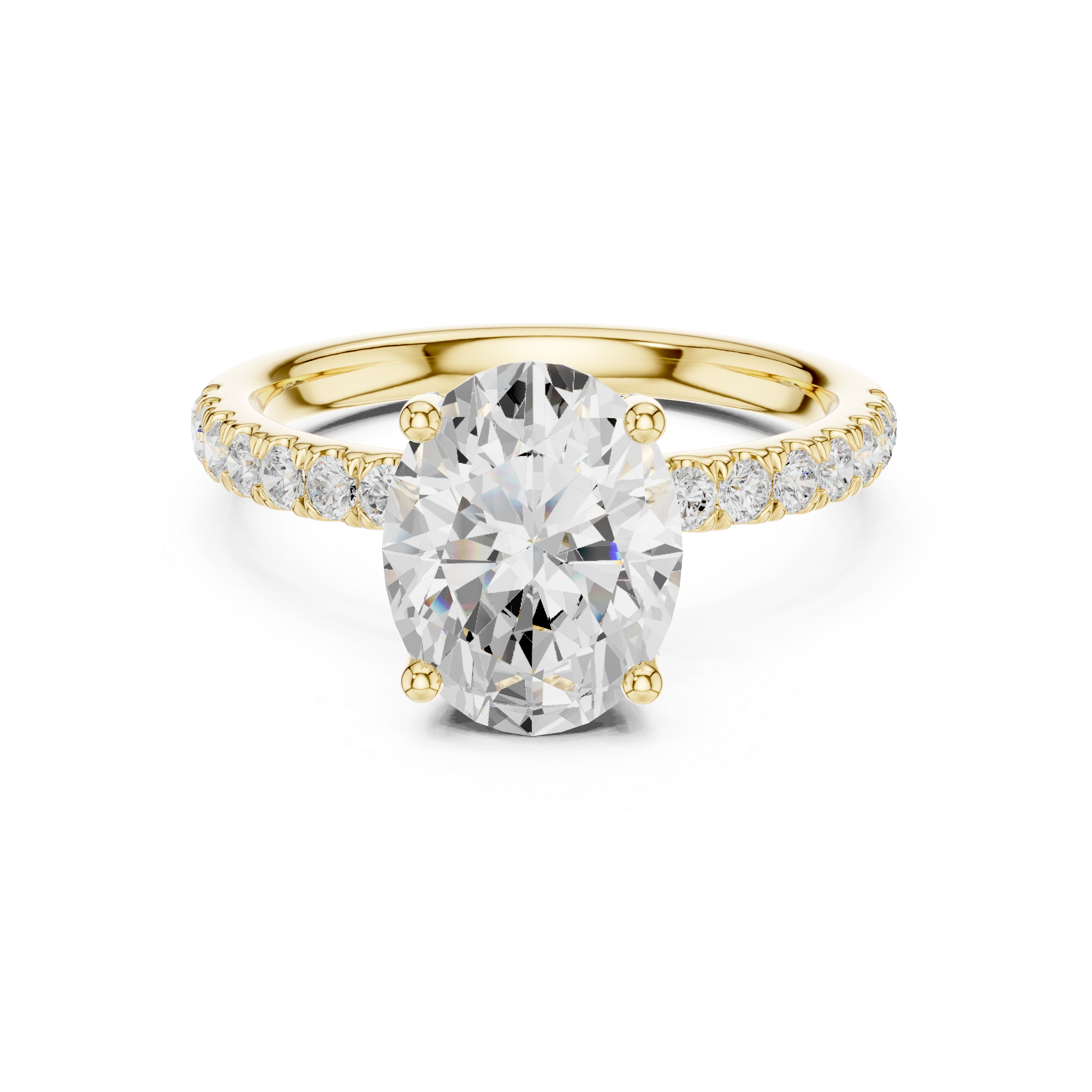 Oval Cut Pavé Solitaire Engagement Ring with Hidden Diamond Gallery