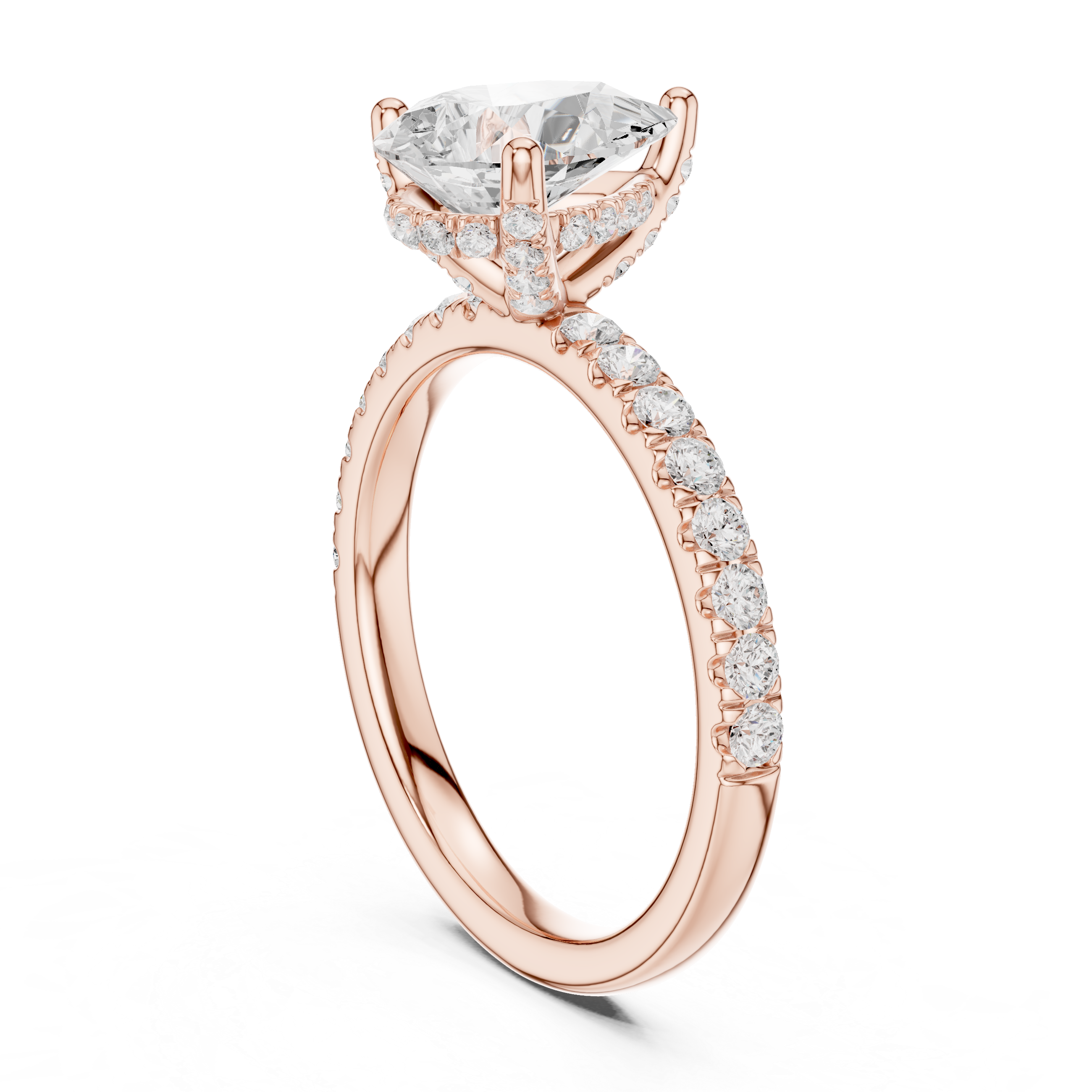 Pear Cut Pavé Solitaire Engagement Ring with Hidden Diamond Gallery