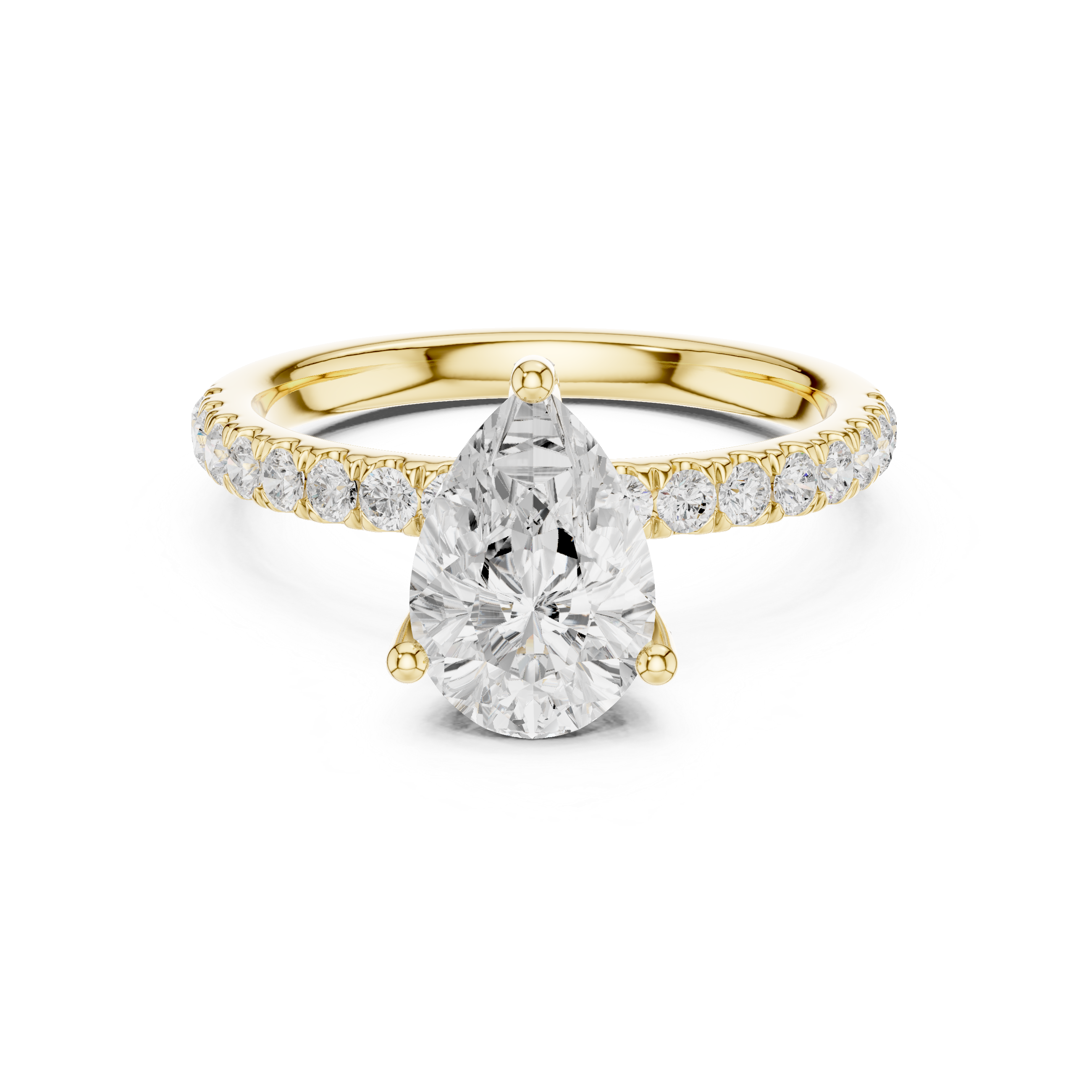 Pear Cut Pavé Solitaire Engagement Ring with Hidden Diamond Gallery