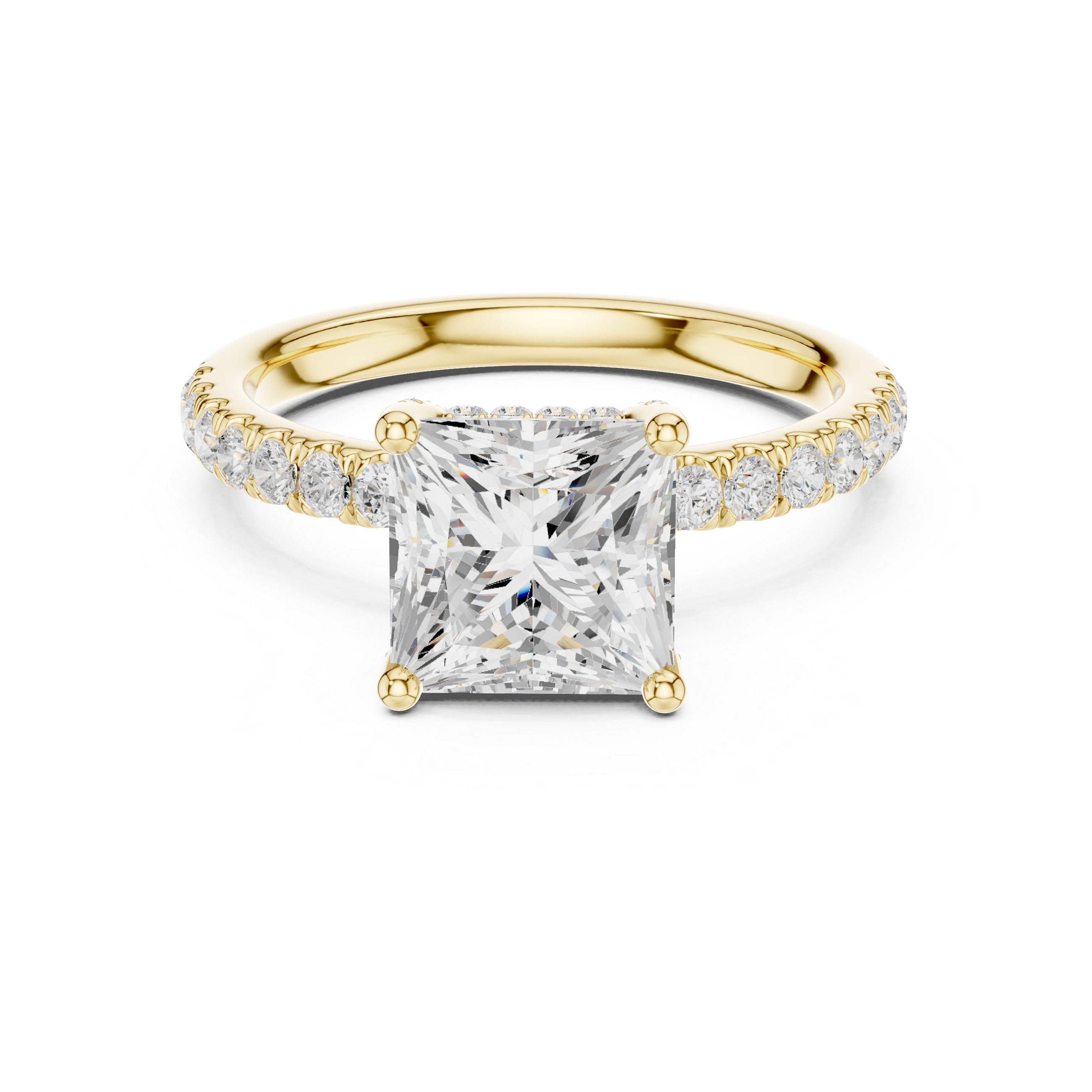 Princess Cut Pavé Solitaire Engagement Ring with Hidden Diamond Gallery