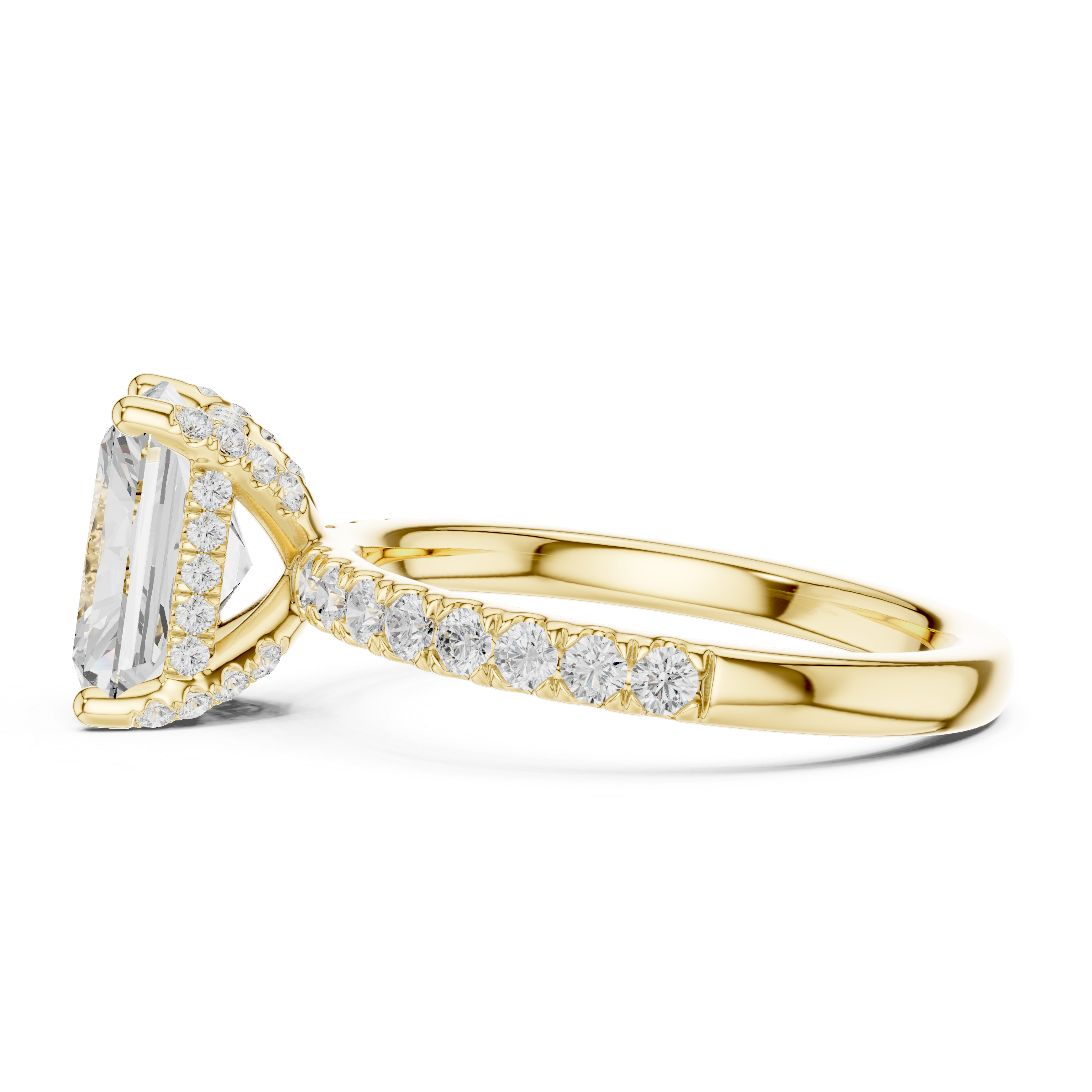 Radiant Cut Pavé Solitaire Engagement Ring with Hidden Diamond Gallery