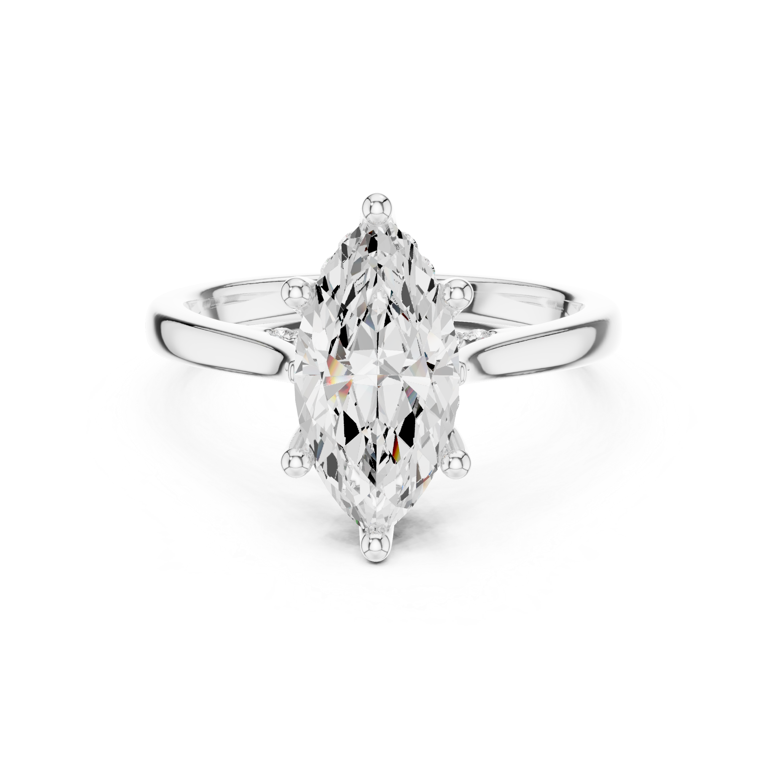 Elegant Marquise Cut Solitaire Engagement Ring with Hidden Pavé Gallery
