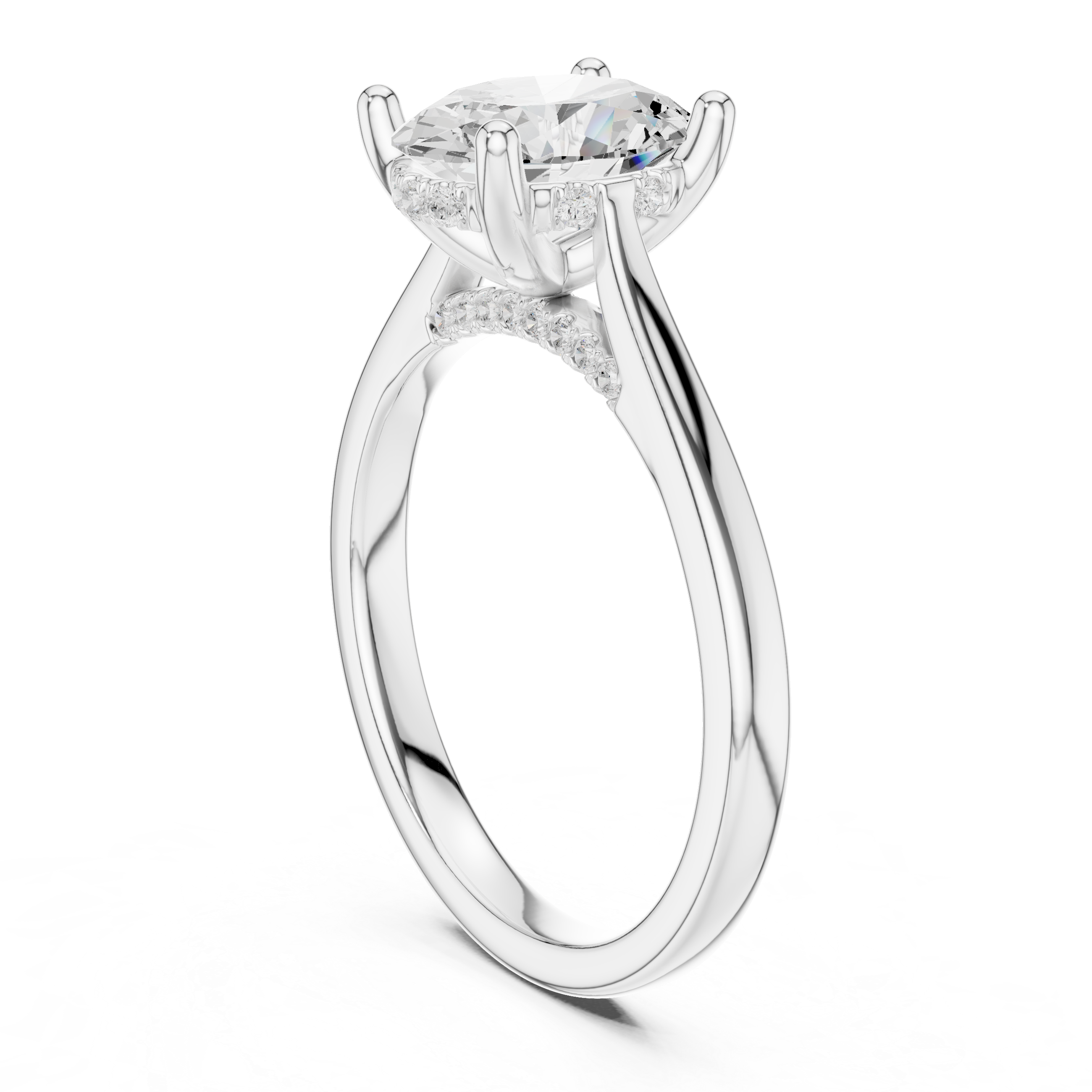 Classic Oval Cut Solitaire Engagement Ring with Hidden Pavé Gallery