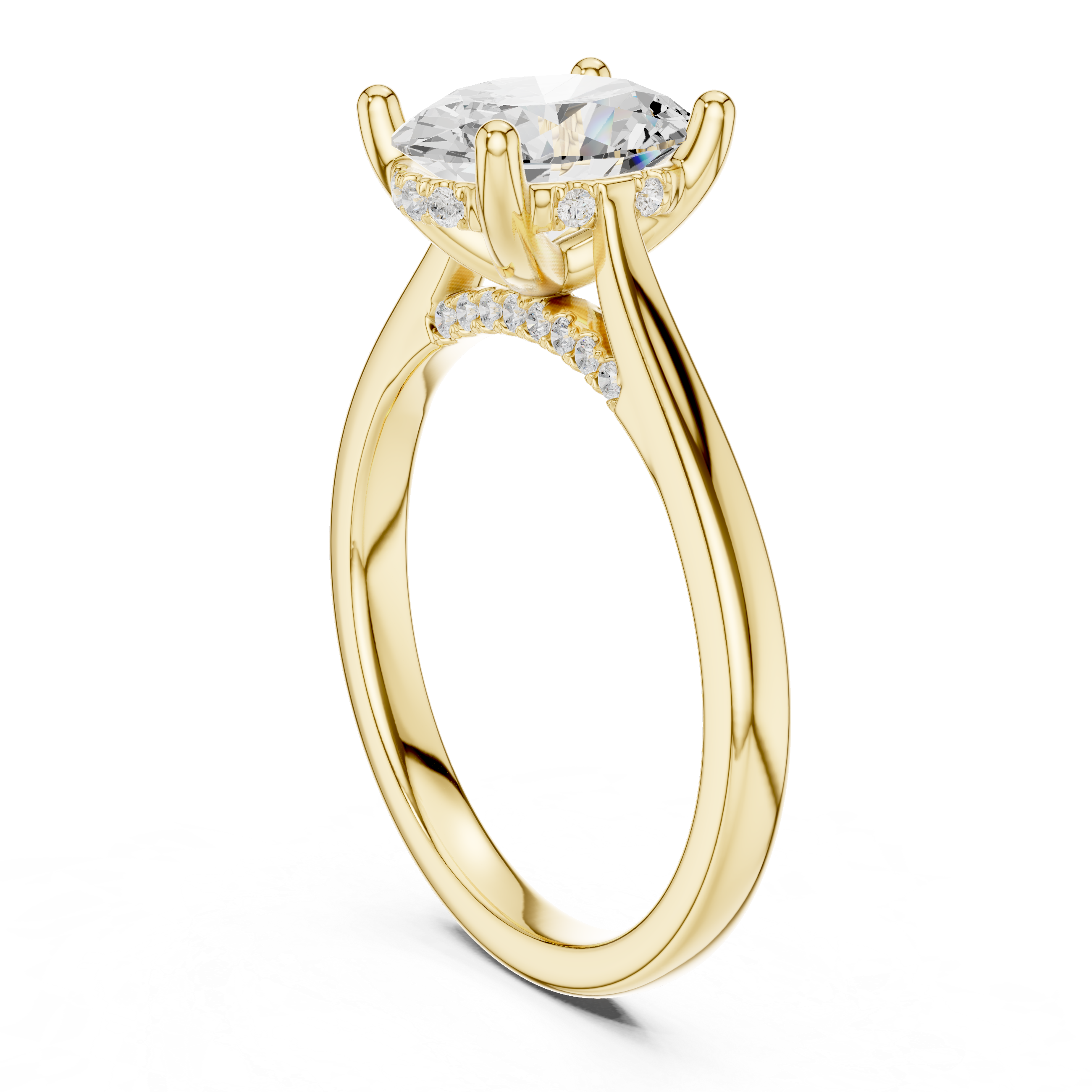 Classic Oval Cut Solitaire Engagement Ring with Hidden Pavé Gallery