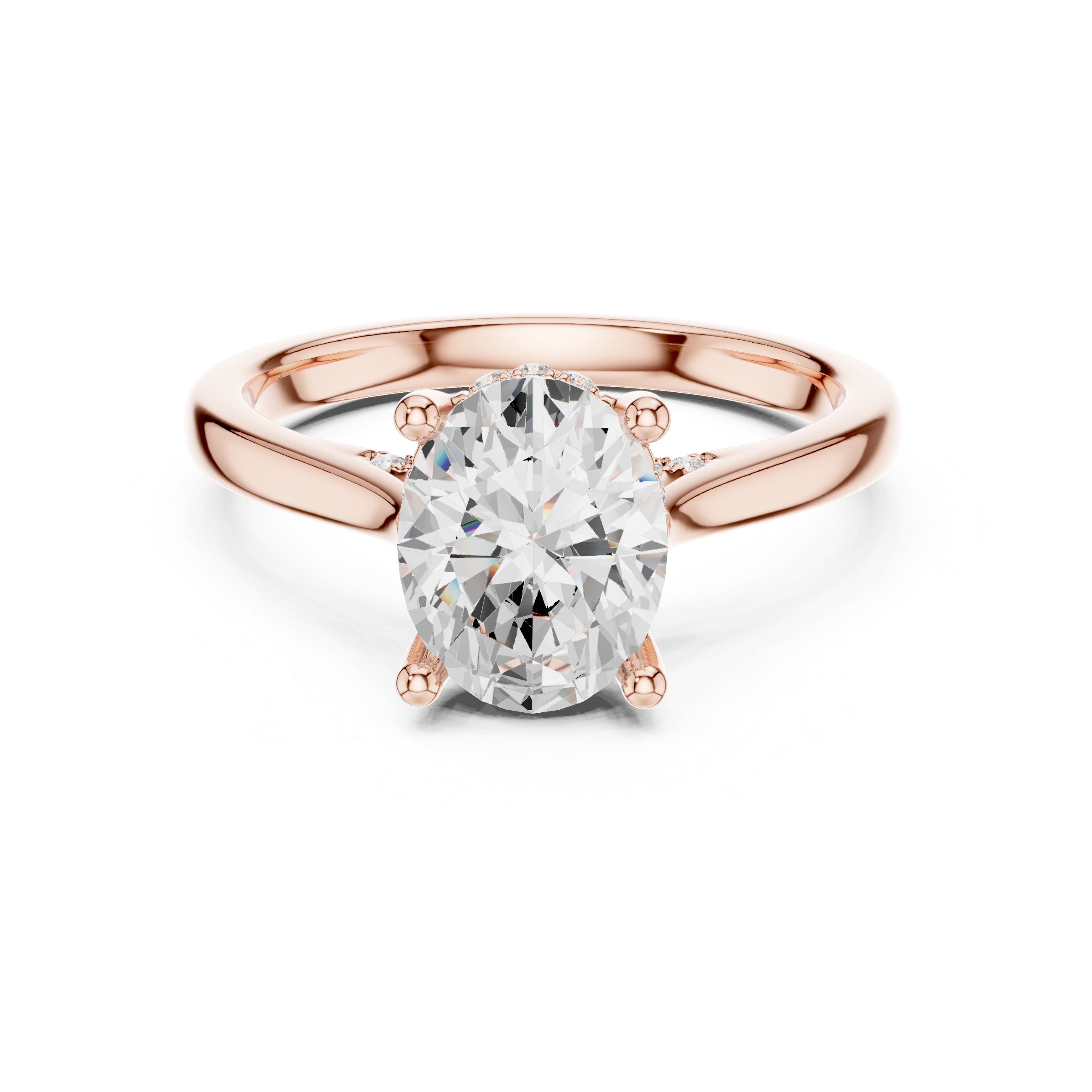Classic Oval Cut Solitaire Engagement Ring with Hidden Pavé Gallery