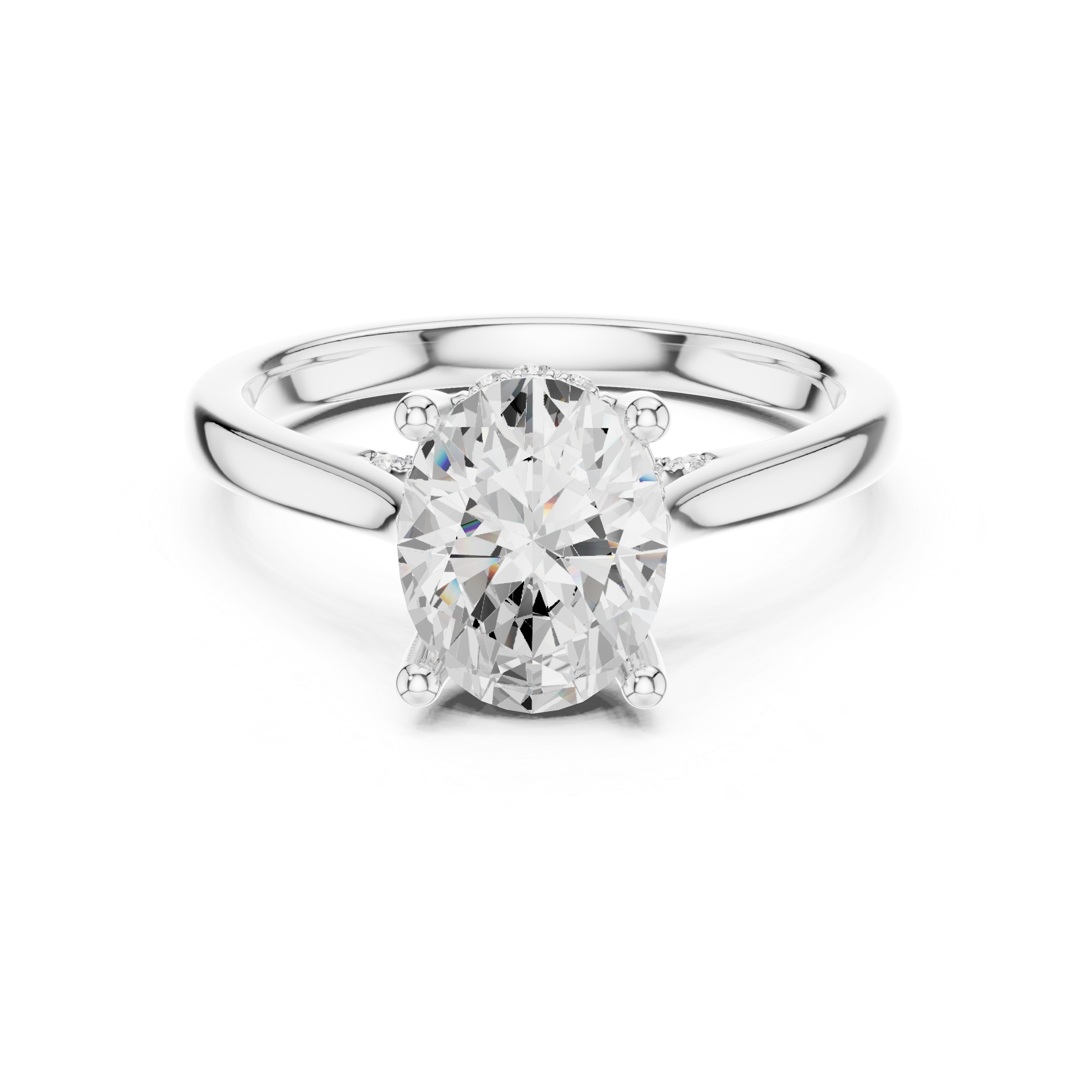 Classic Oval Cut Solitaire Engagement Ring with Hidden Pavé Gallery