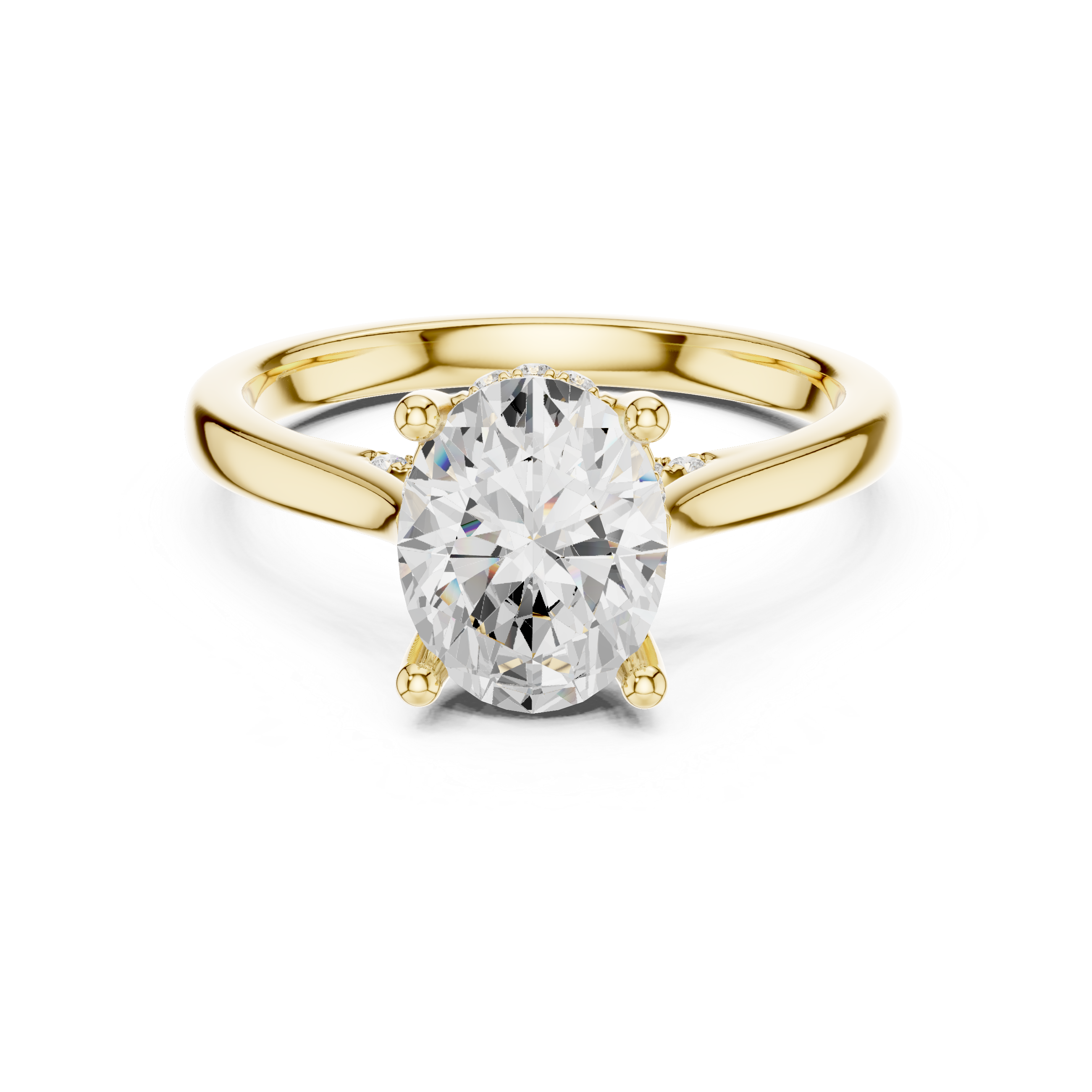 Classic Oval Cut Solitaire Engagement Ring with Hidden Pavé Gallery