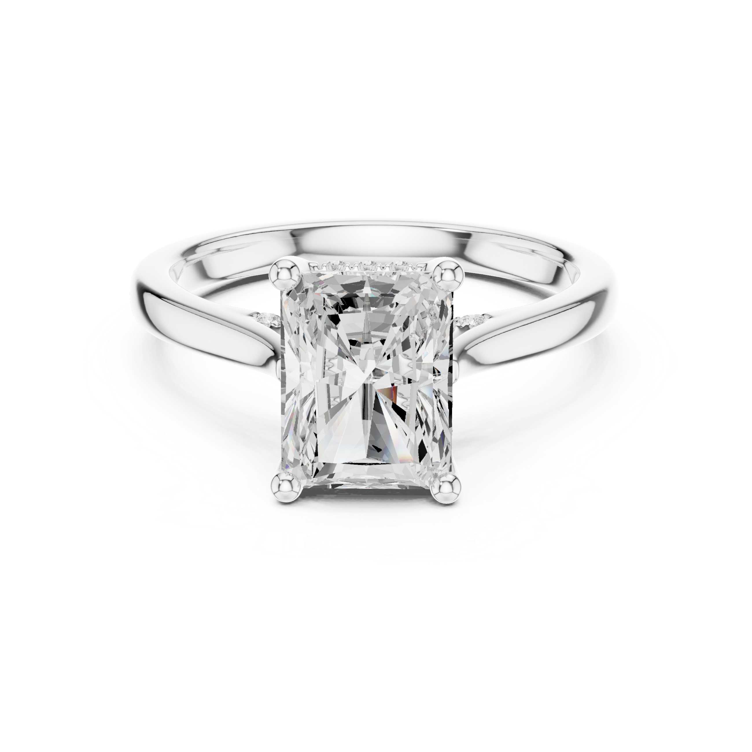 Elegant Radiant Cut Solitaire Engagement Ring with Hidden Pavé Gallery