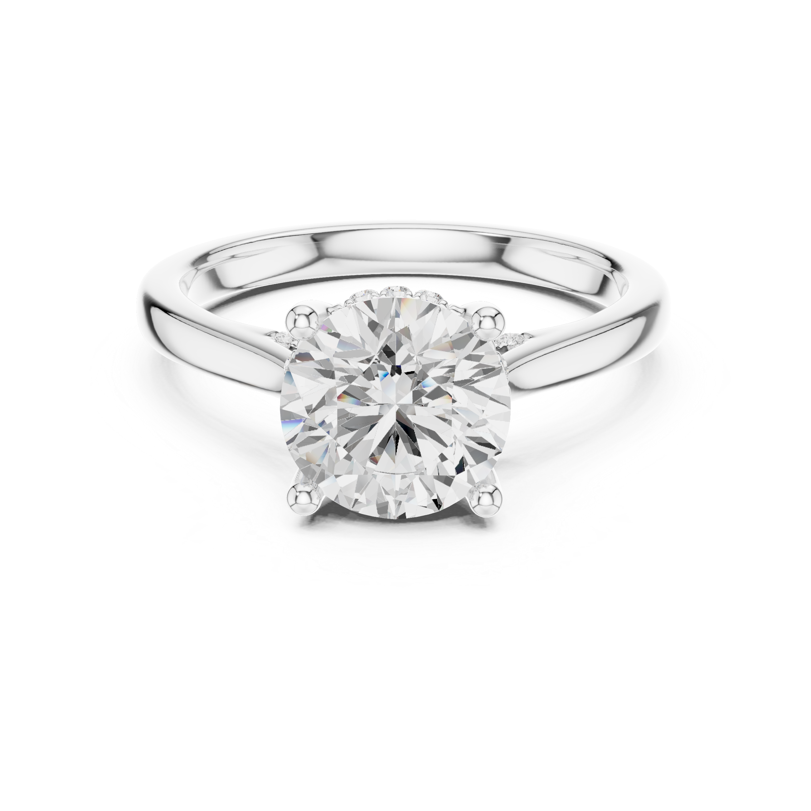 Classic Round Cut Solitaire Engagement Ring with Hidden Pavé Accent