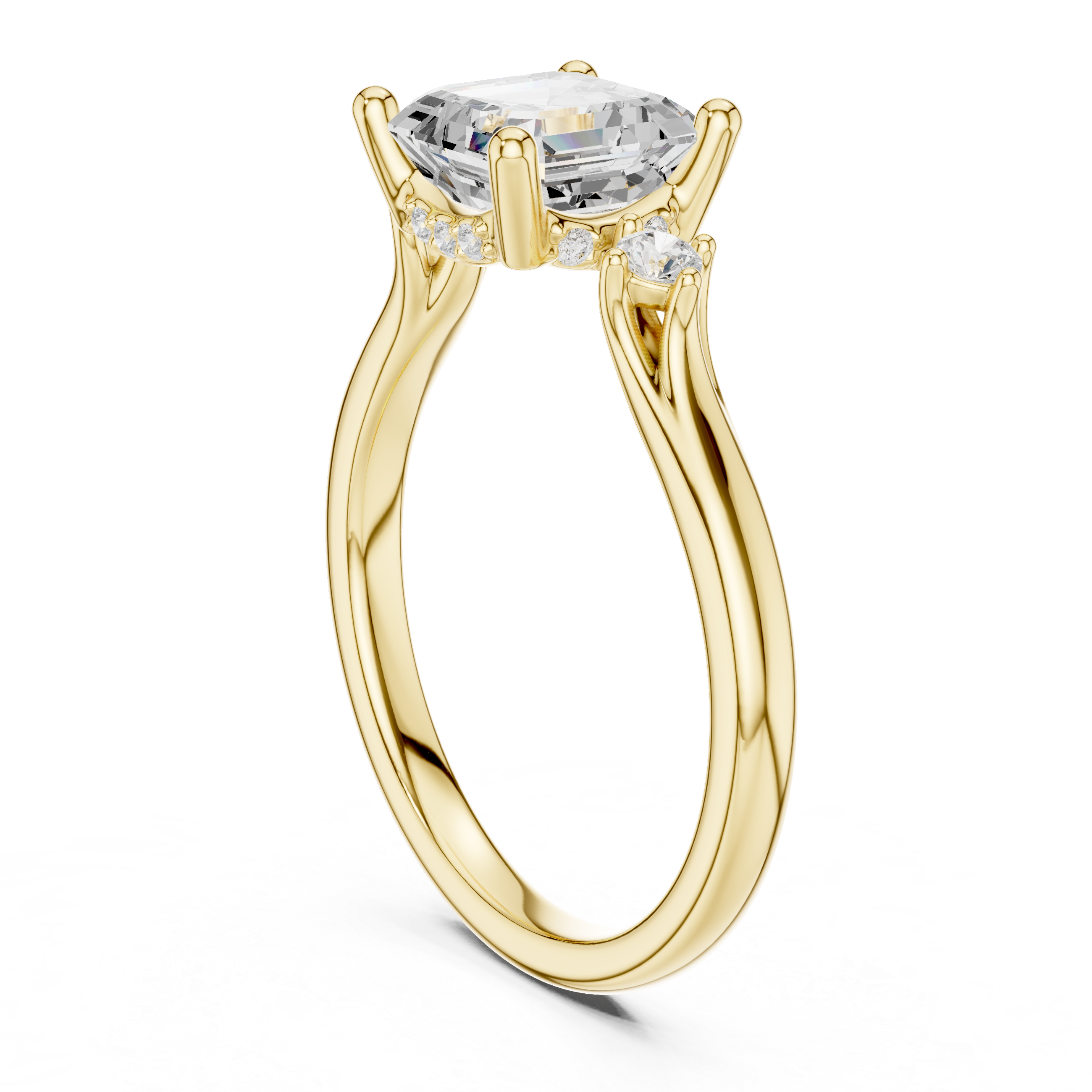 Asscher Cut Three Stone Engagement Ring with Hidden Pavé Gallery