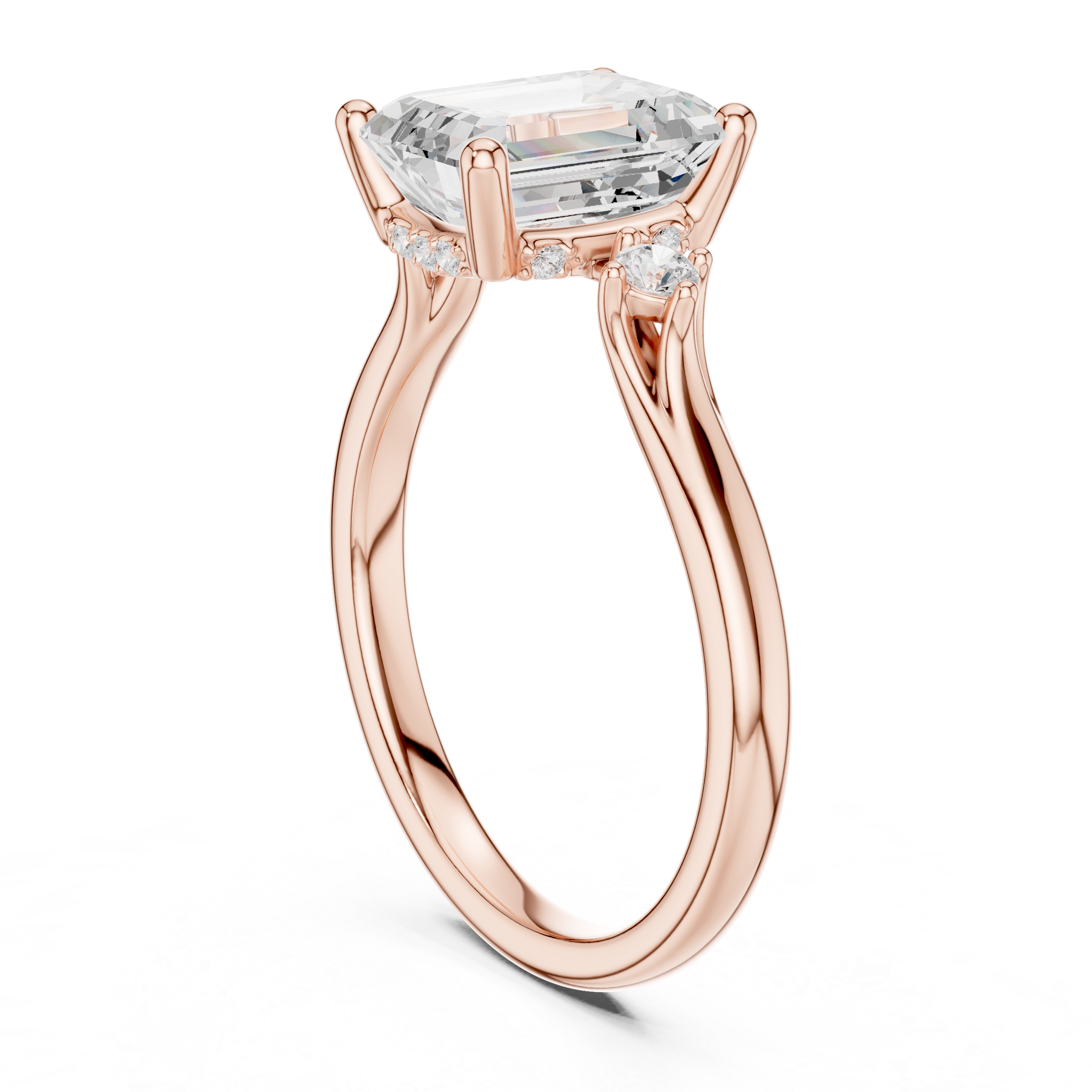Emerald Cut Three Stone Engagement Ring with Hidden Pavé Gallery