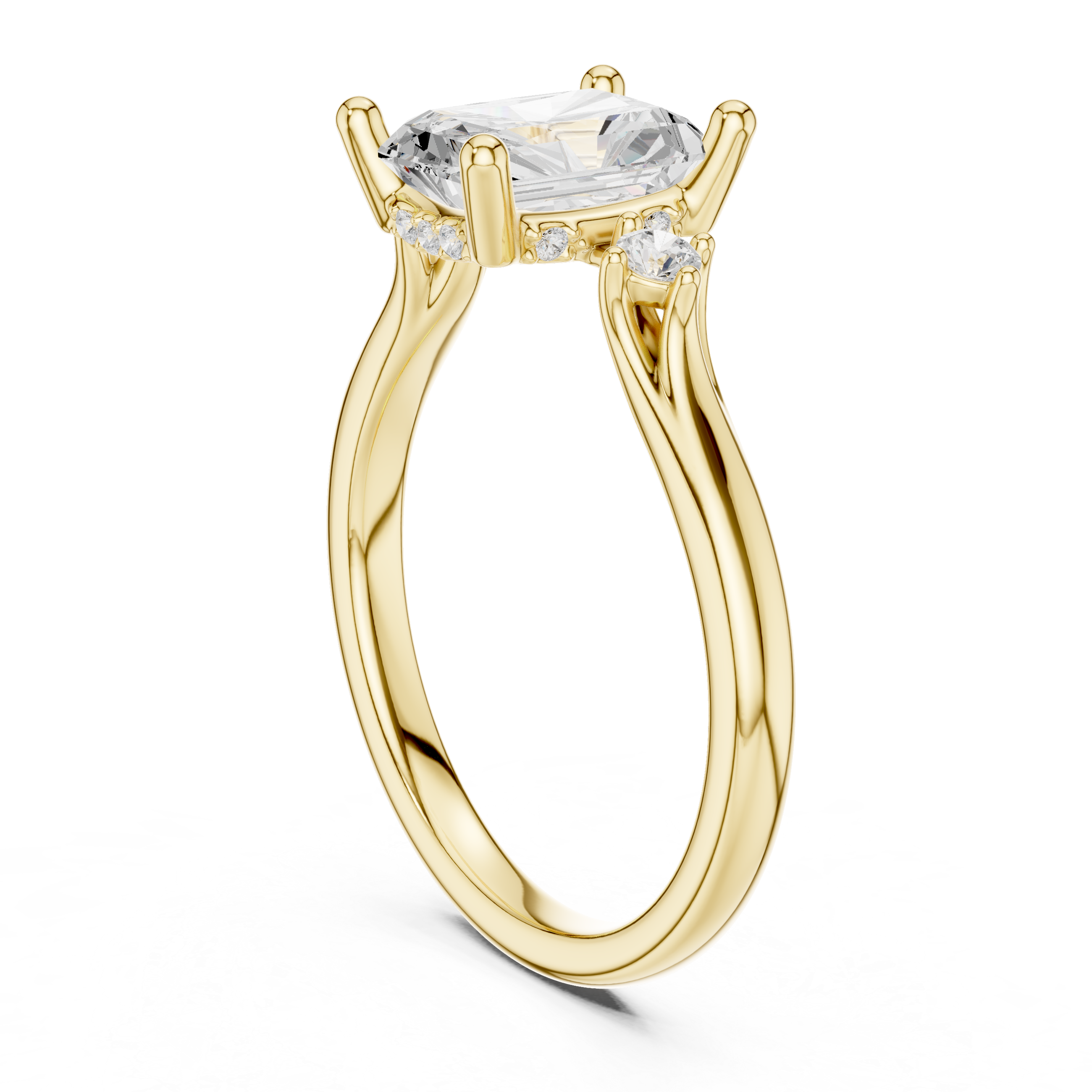 Radiant Cut Three Stone Engagement Ring with Hidden Pavé Gallery