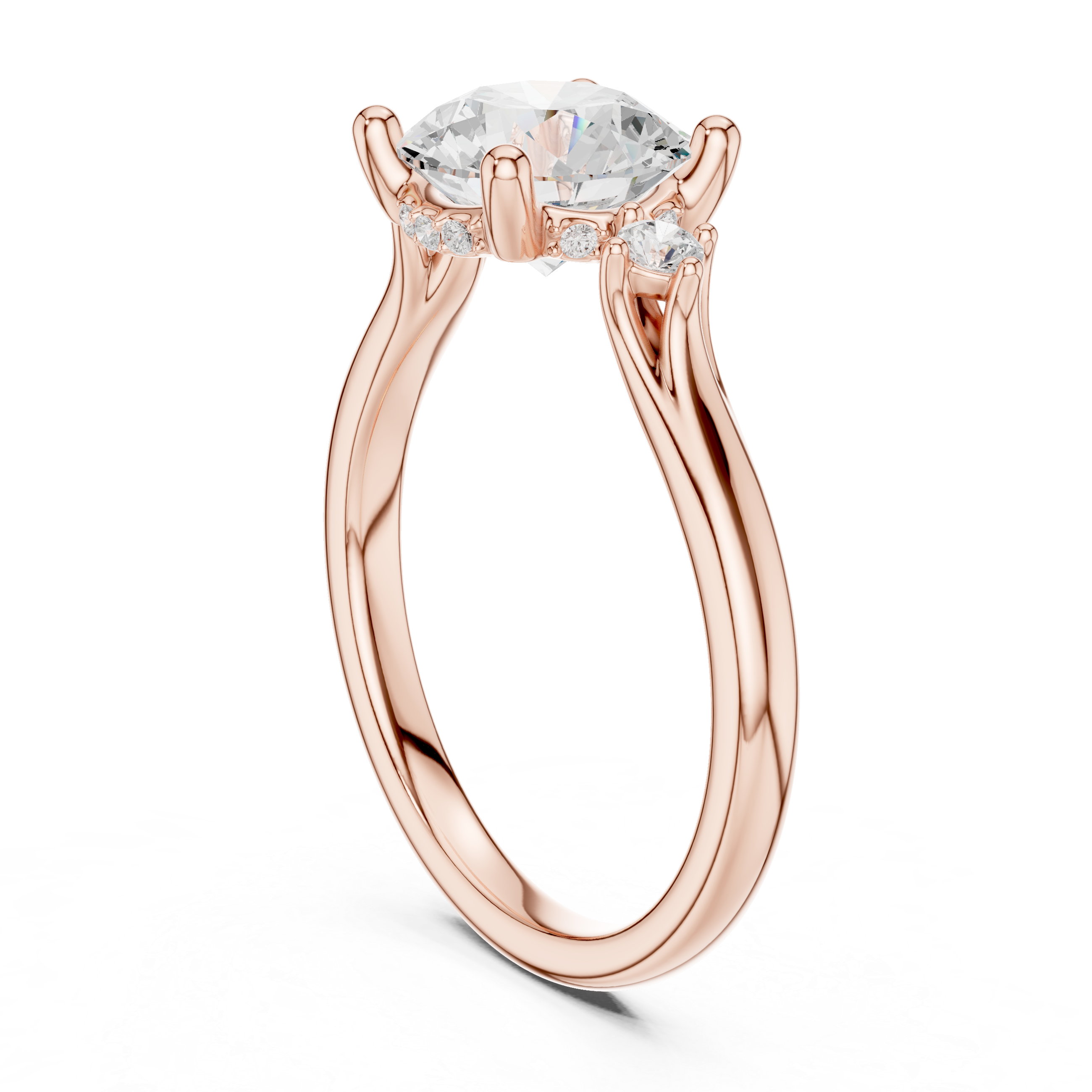 Round Brilliant Three Stone Engagement Ring with Hidden Pavé Gallery