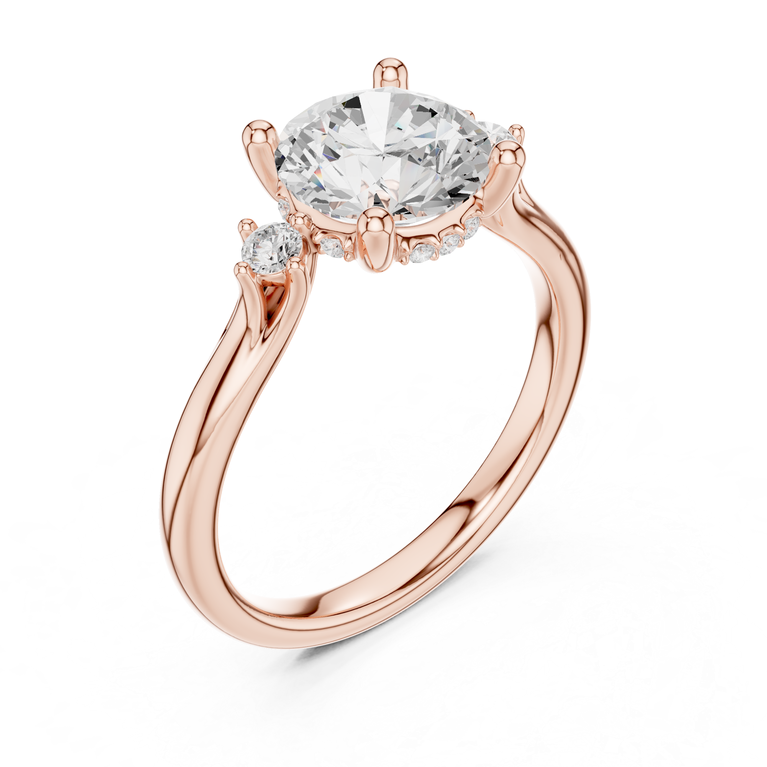 Round Brilliant Three Stone Engagement Ring with Hidden Pavé Gallery