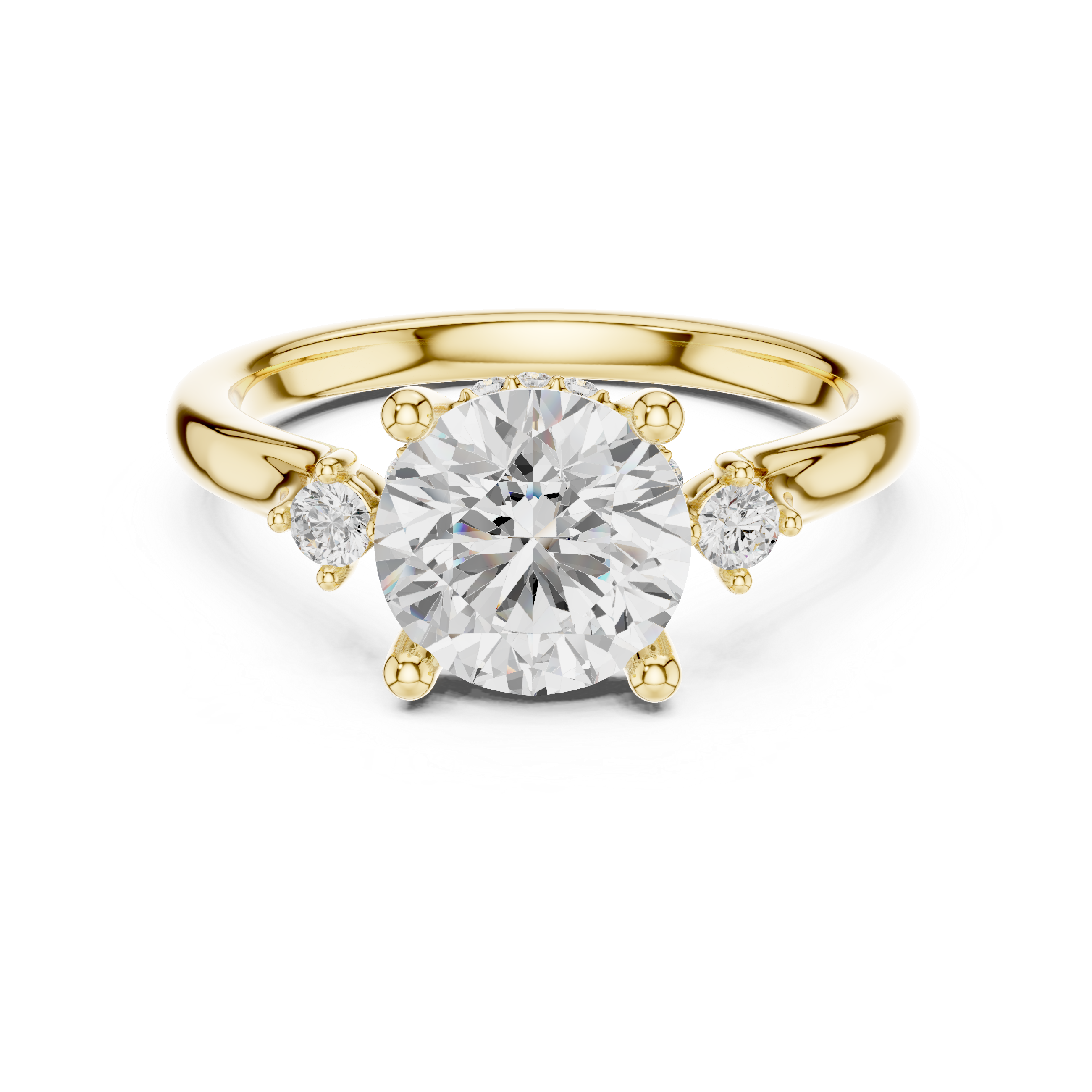 Round Brilliant Three Stone Engagement Ring with Hidden Pavé Gallery