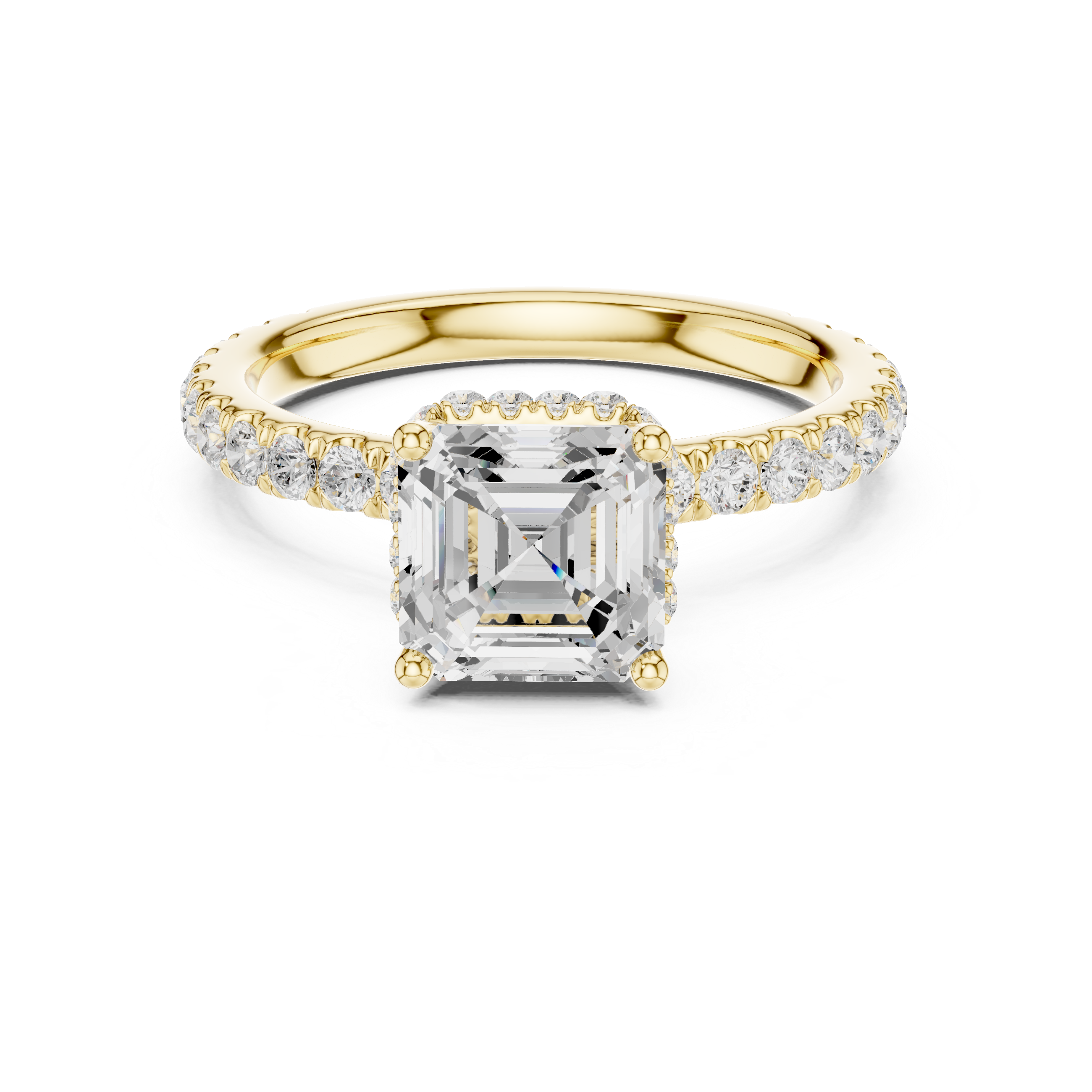 Asscher Cut Pavé Engagement Ring with Hidden Halo Gallery