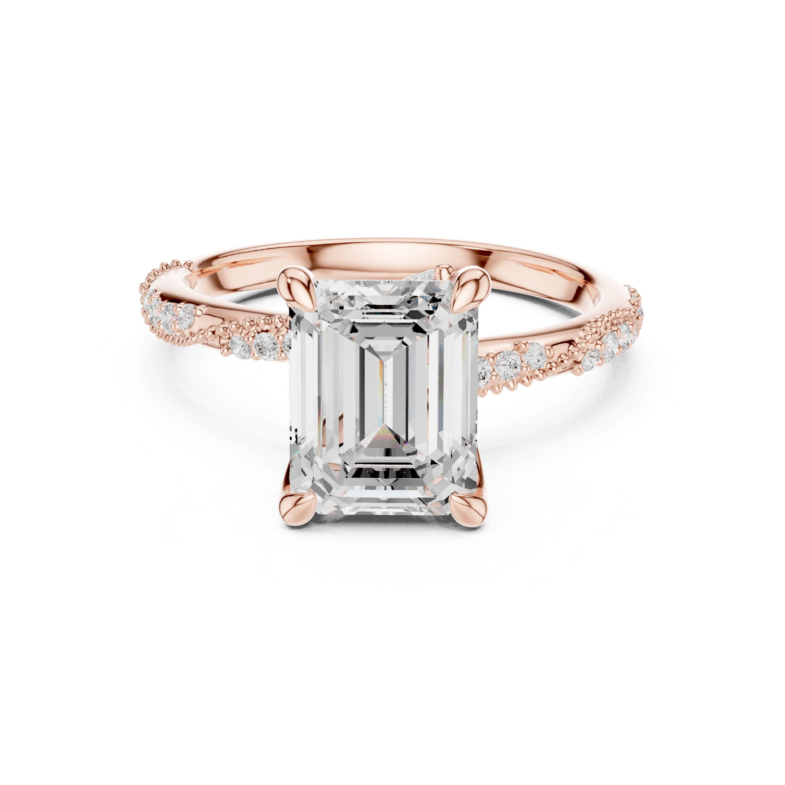 Vintage Emerald Cut Diamond Engagement Ring with Marquise Accent Details