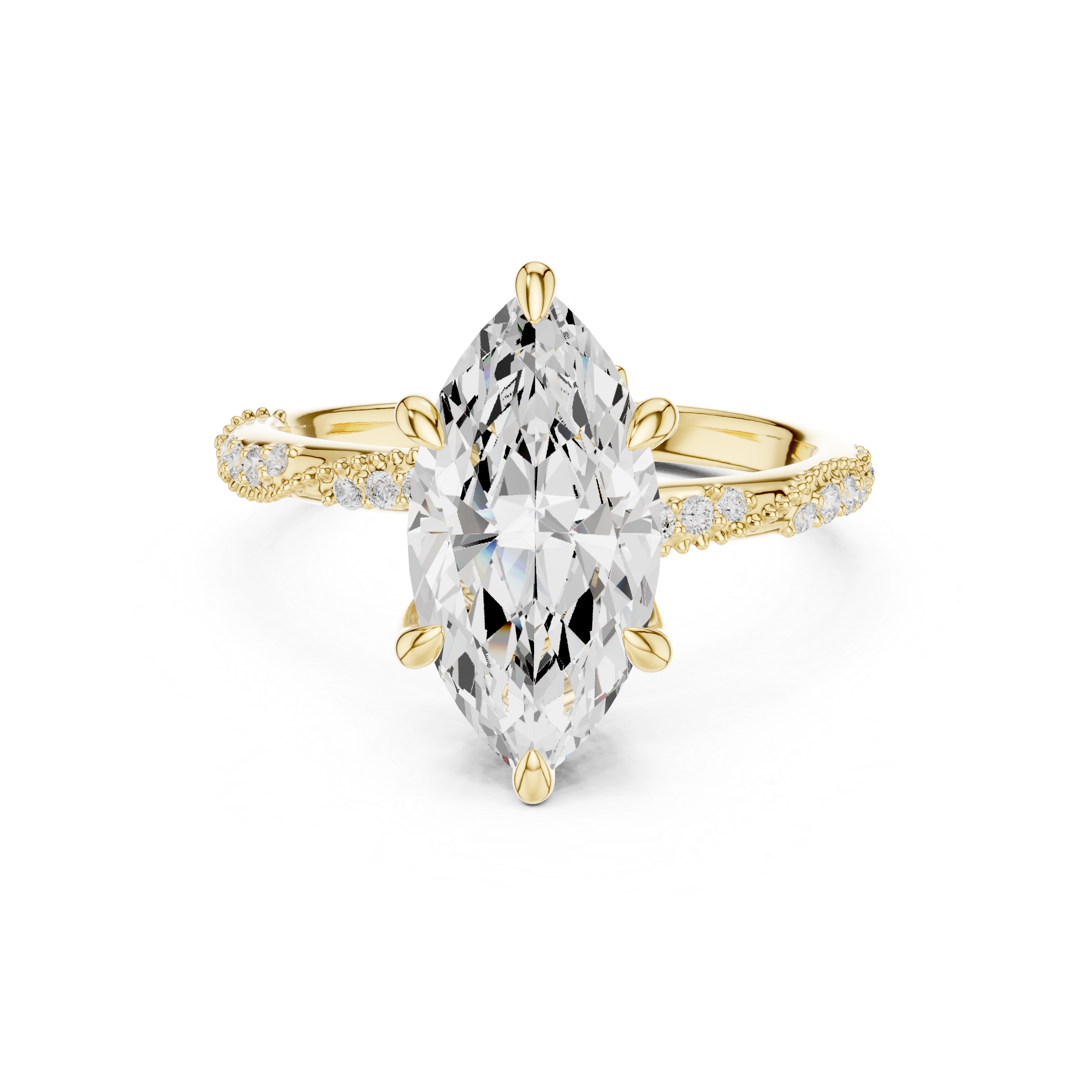 Vintage Marquise Cut Diamond Engagement Ring with Pavé Crossover Band