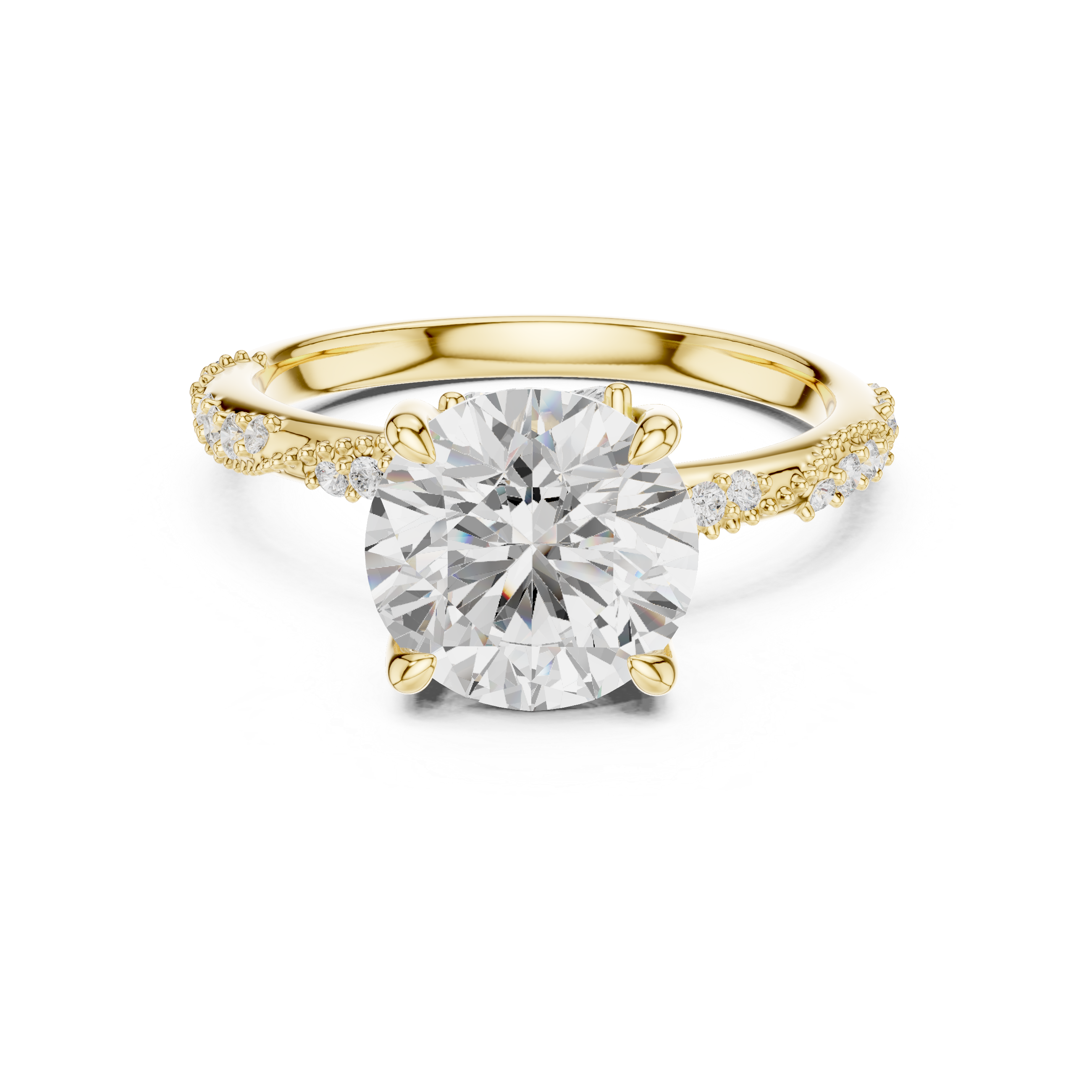 Vintage Round Cut Diamond Engagement Ring with Twisted Pavé Cathedral Band