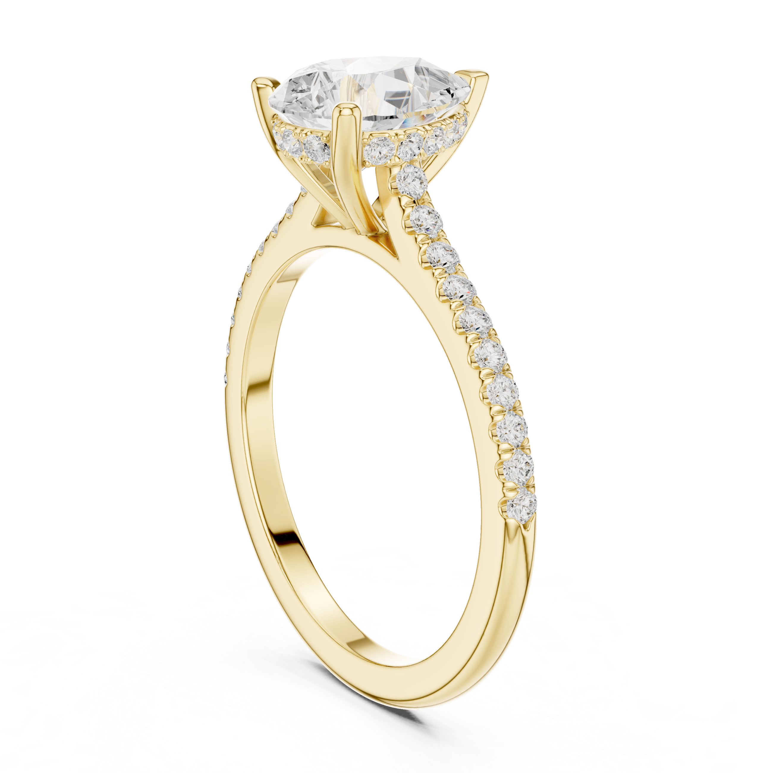 Pear Cut Diamond Engagement Ring with Pavé Cathedral Band