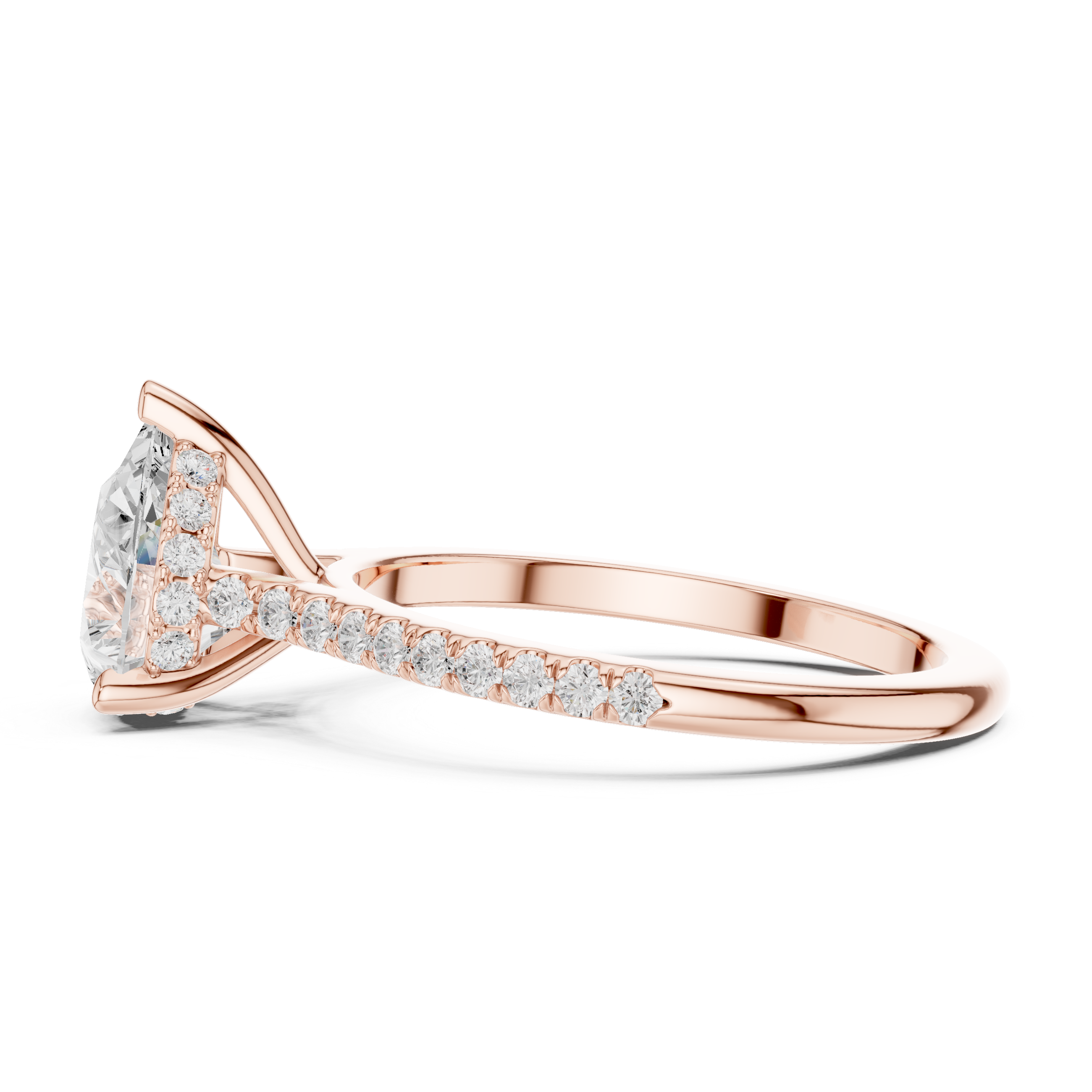Pear Cut Diamond Engagement Ring with Pavé Cathedral Band