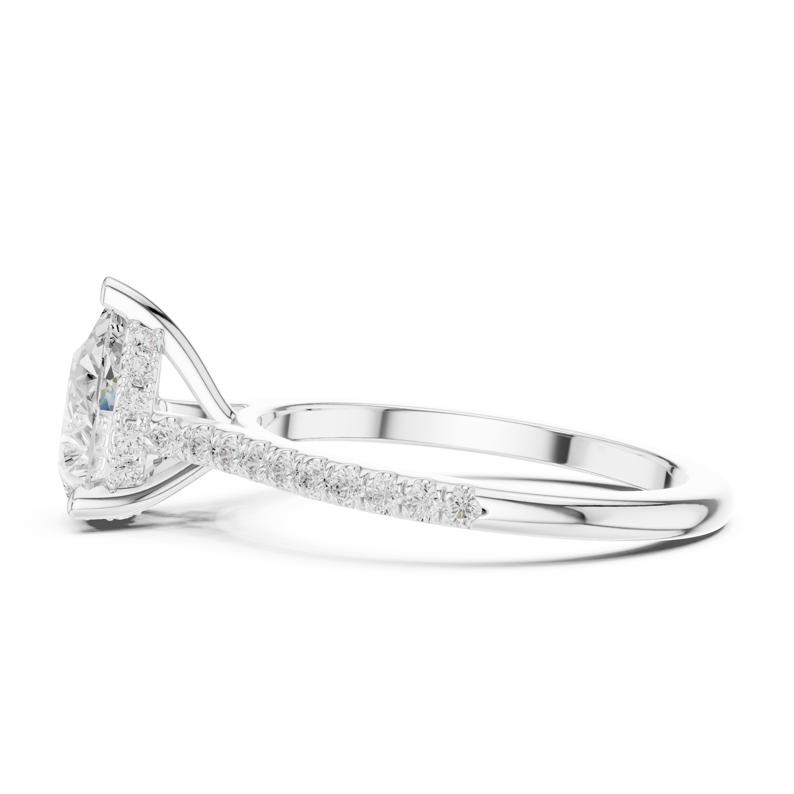 Pear Cut Diamond Engagement Ring with Pavé Cathedral Band