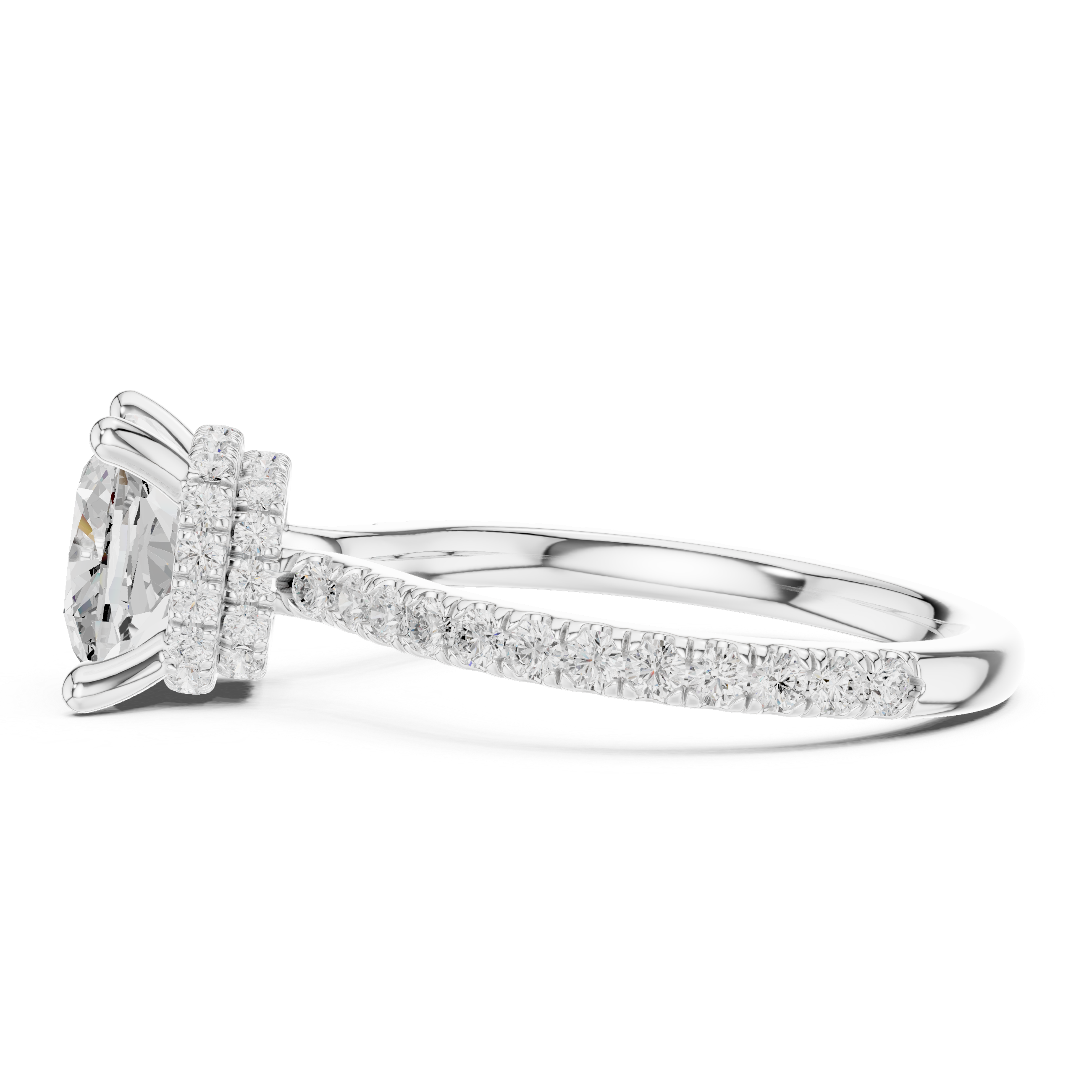 Cushion Cut Hidden Halo Pavé Engagement Ring