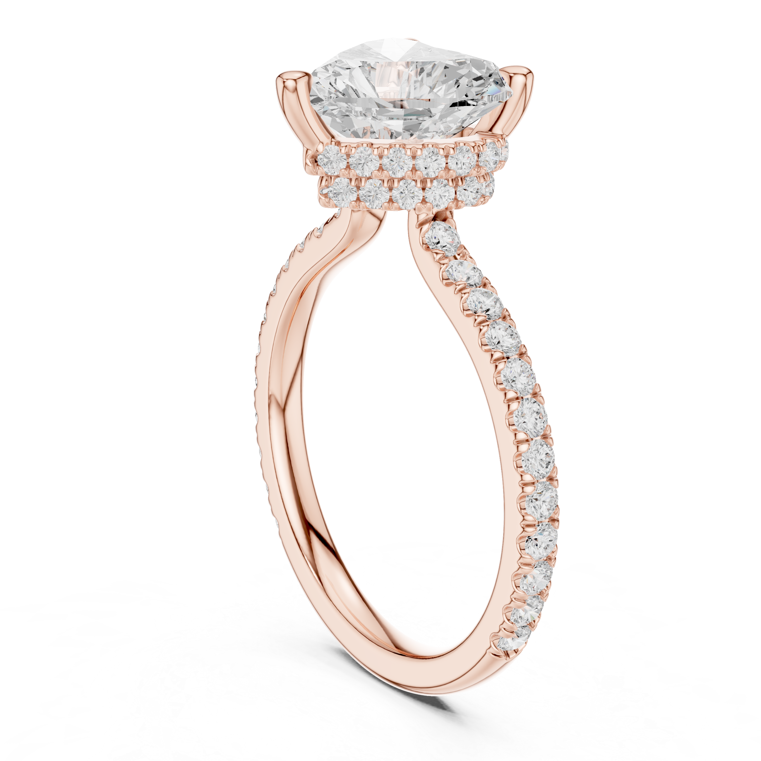 Heart Cut Hidden Halo Pavé Engagement Ring