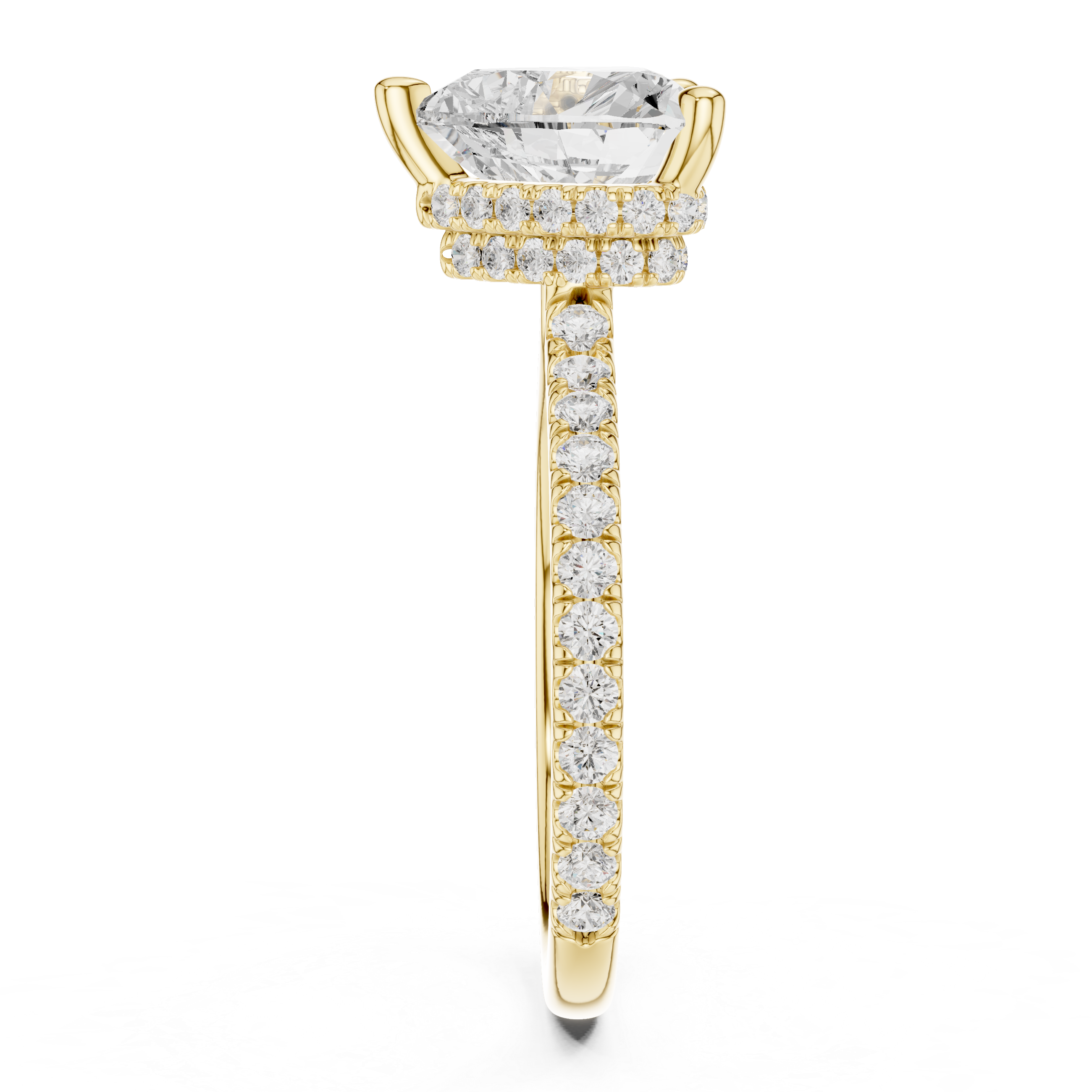 Heart Cut Hidden Halo Pavé Engagement Ring