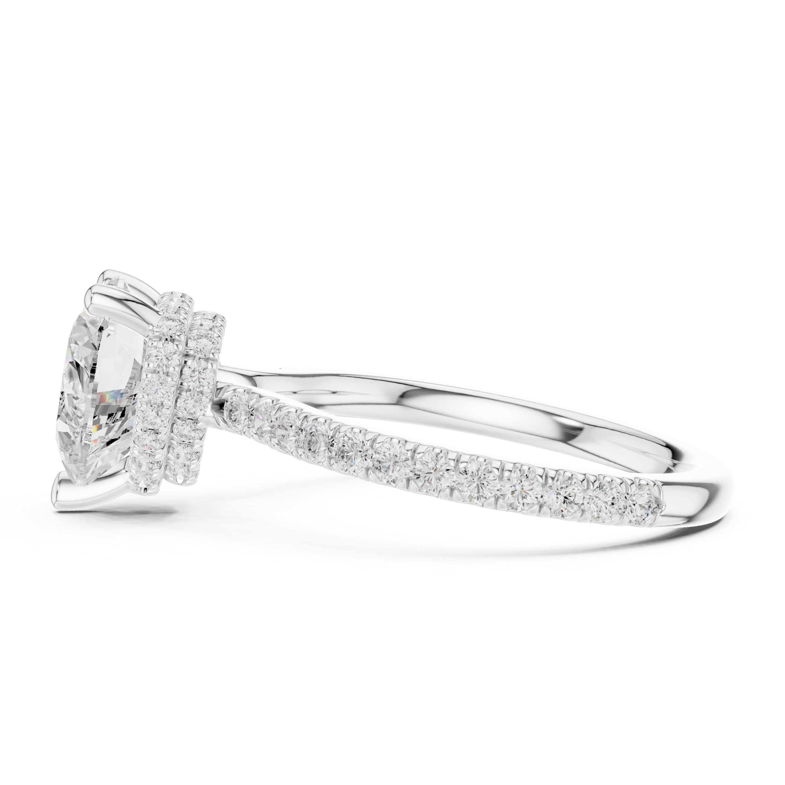Heart Cut Hidden Halo Pavé Engagement Ring